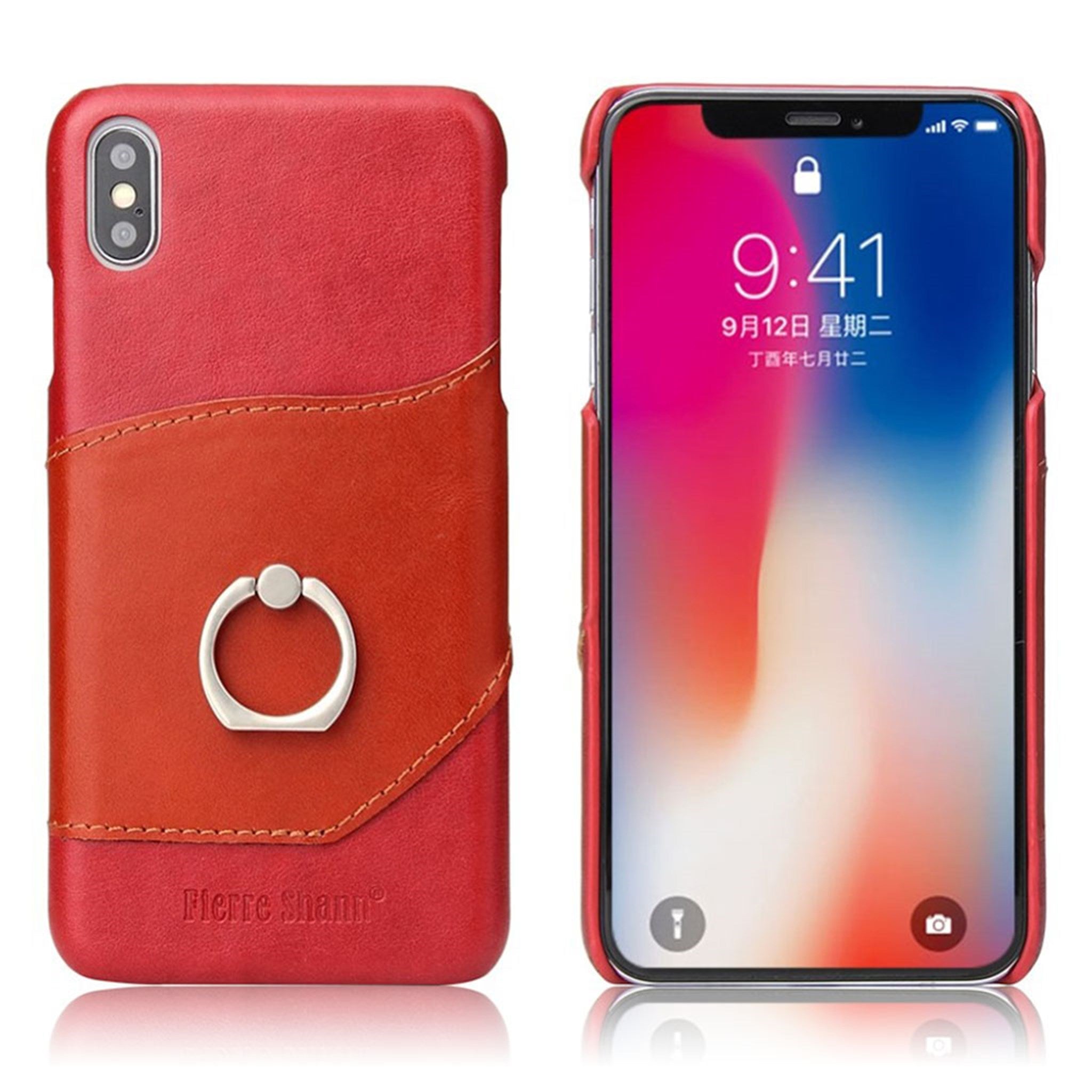 FIERRE SHANN iPhone Xs Max cowhide leather case - Red