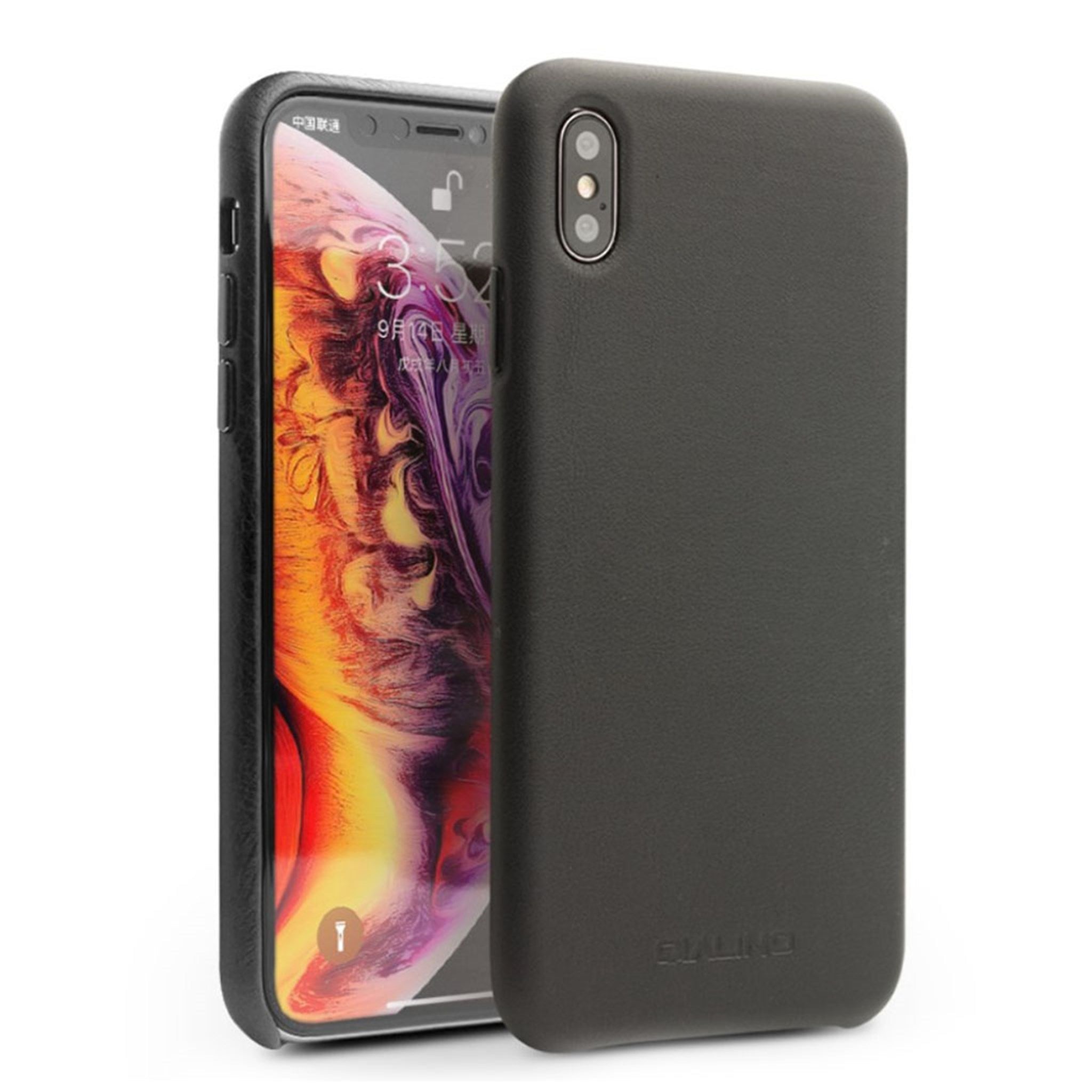 QIALINO iPhone Xs Max genuine leather case - Black