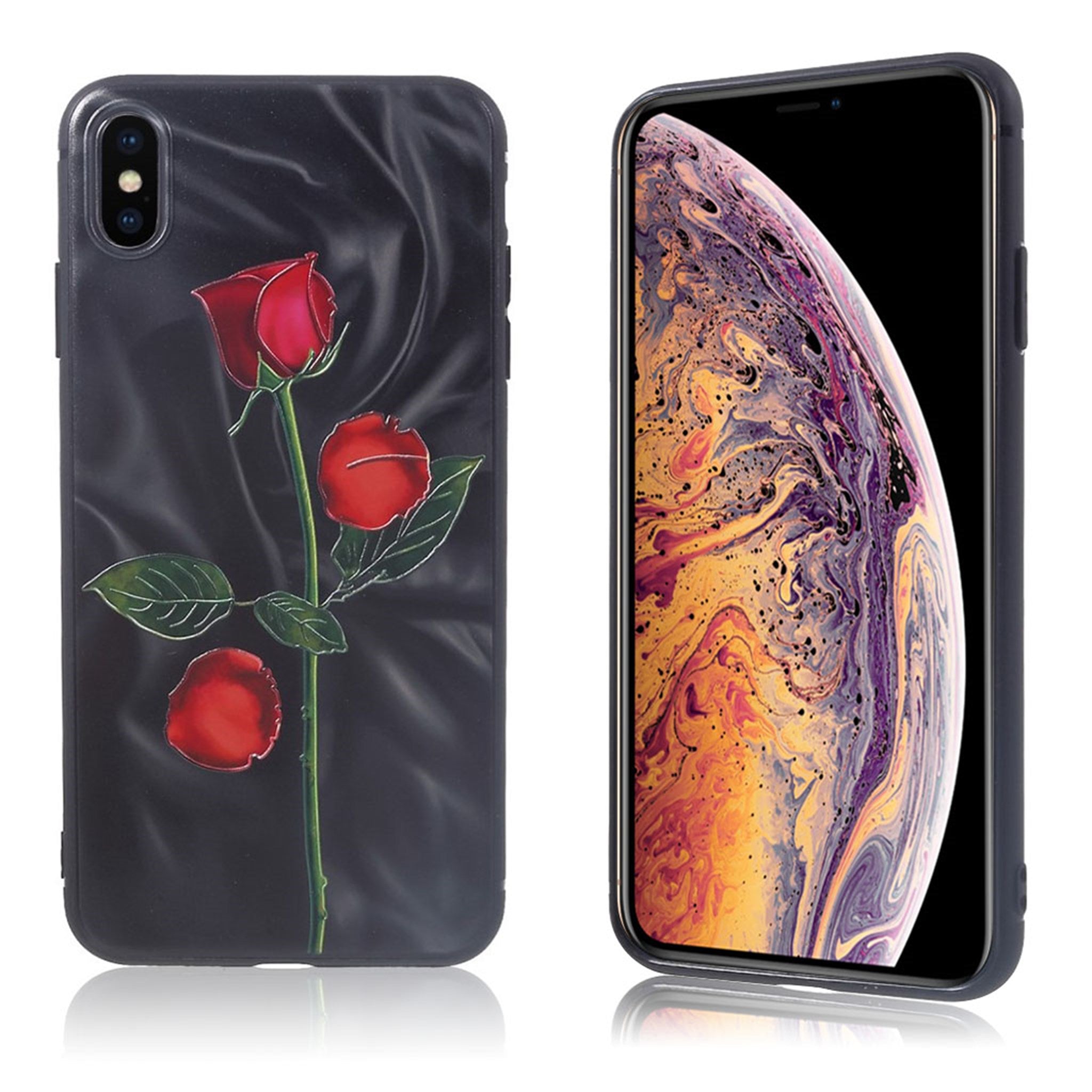 iPhone Xs Max embossed pattern soft gel case - Style A