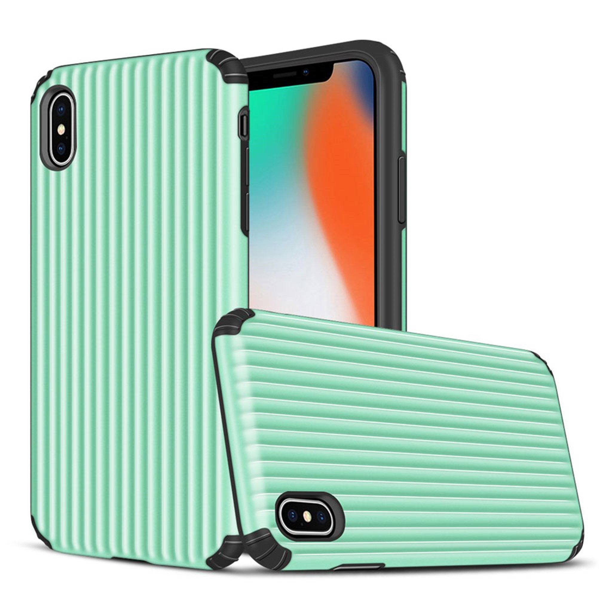 iPhone Xs Max suitcase shape hybrid case - Cyan