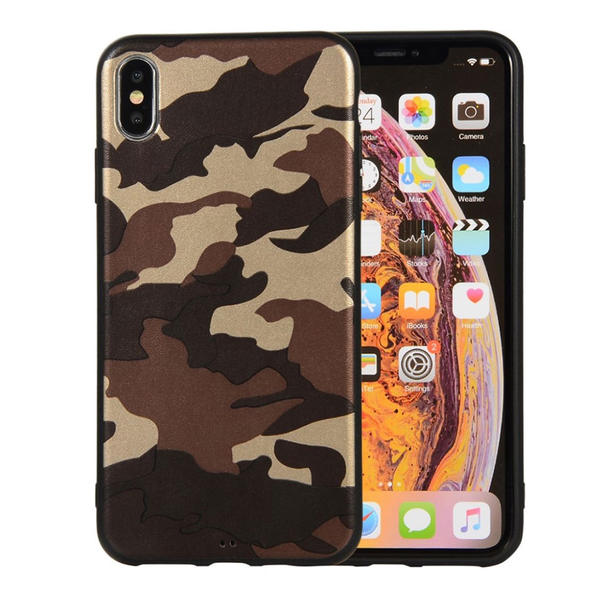 iPhone Xs Max camouflage pattern case - Brown