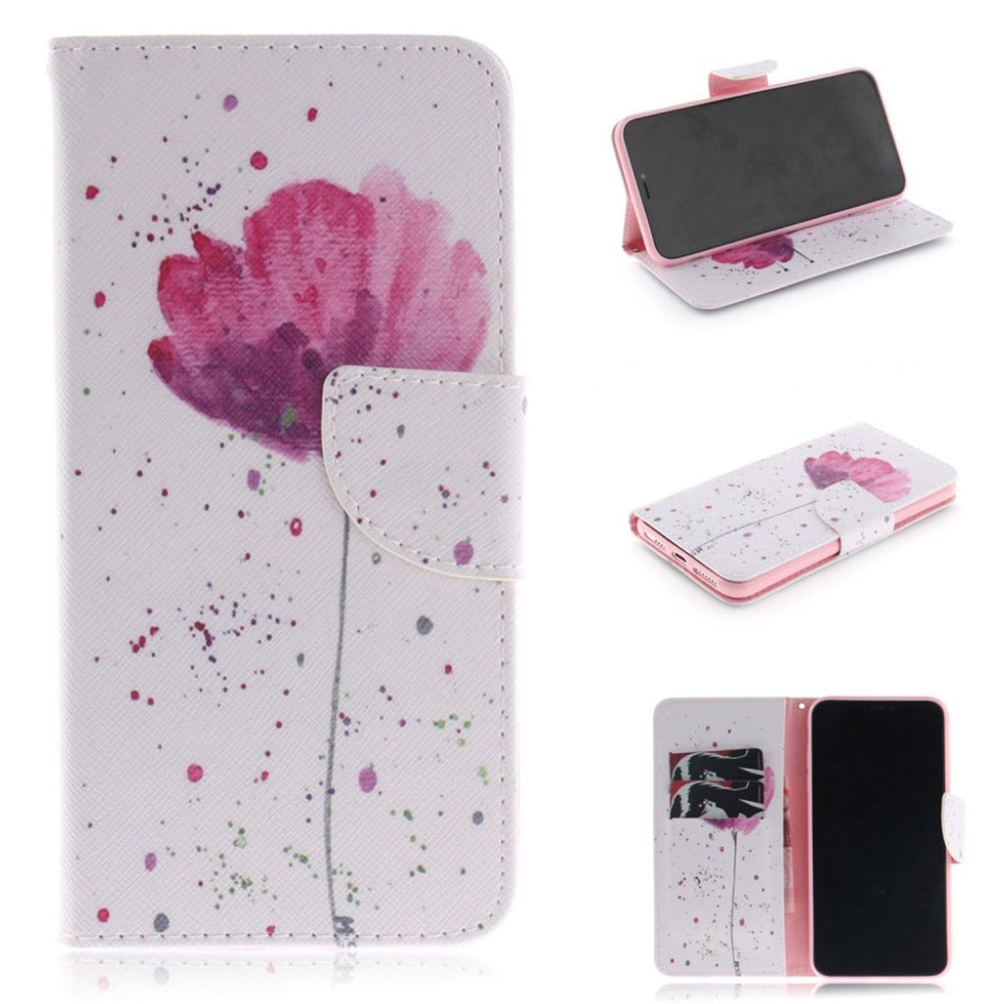 iPhone Xs Max patterned leather flip case - Pretty Flower