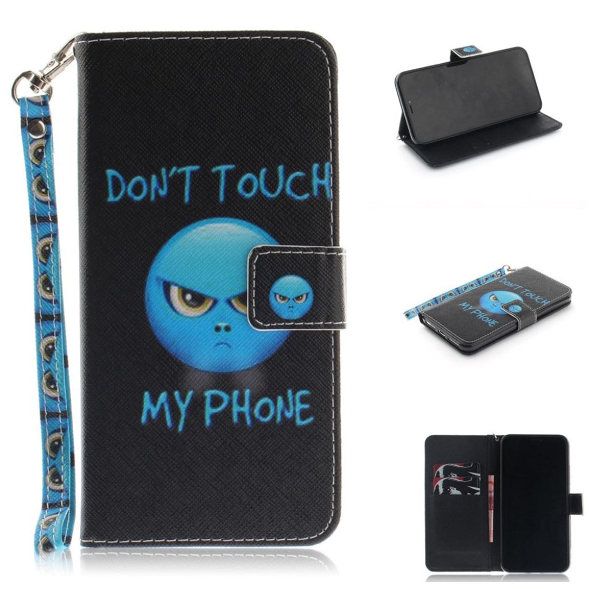 iPhone Xs Max patterned magnetic flip case - Blue Do not Touch My Phone