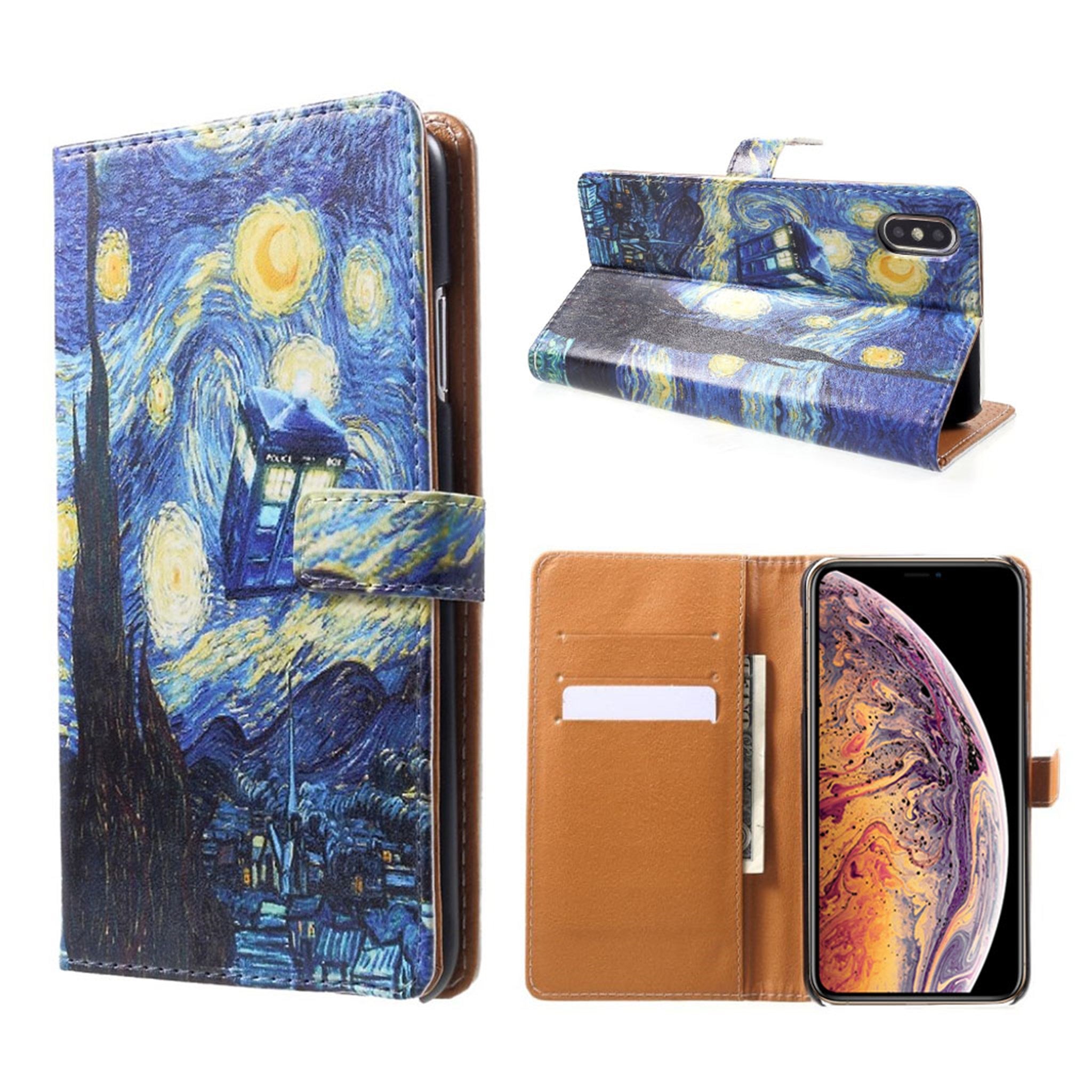 iPhone Xs Max patterned leather flip case - Oil Painting