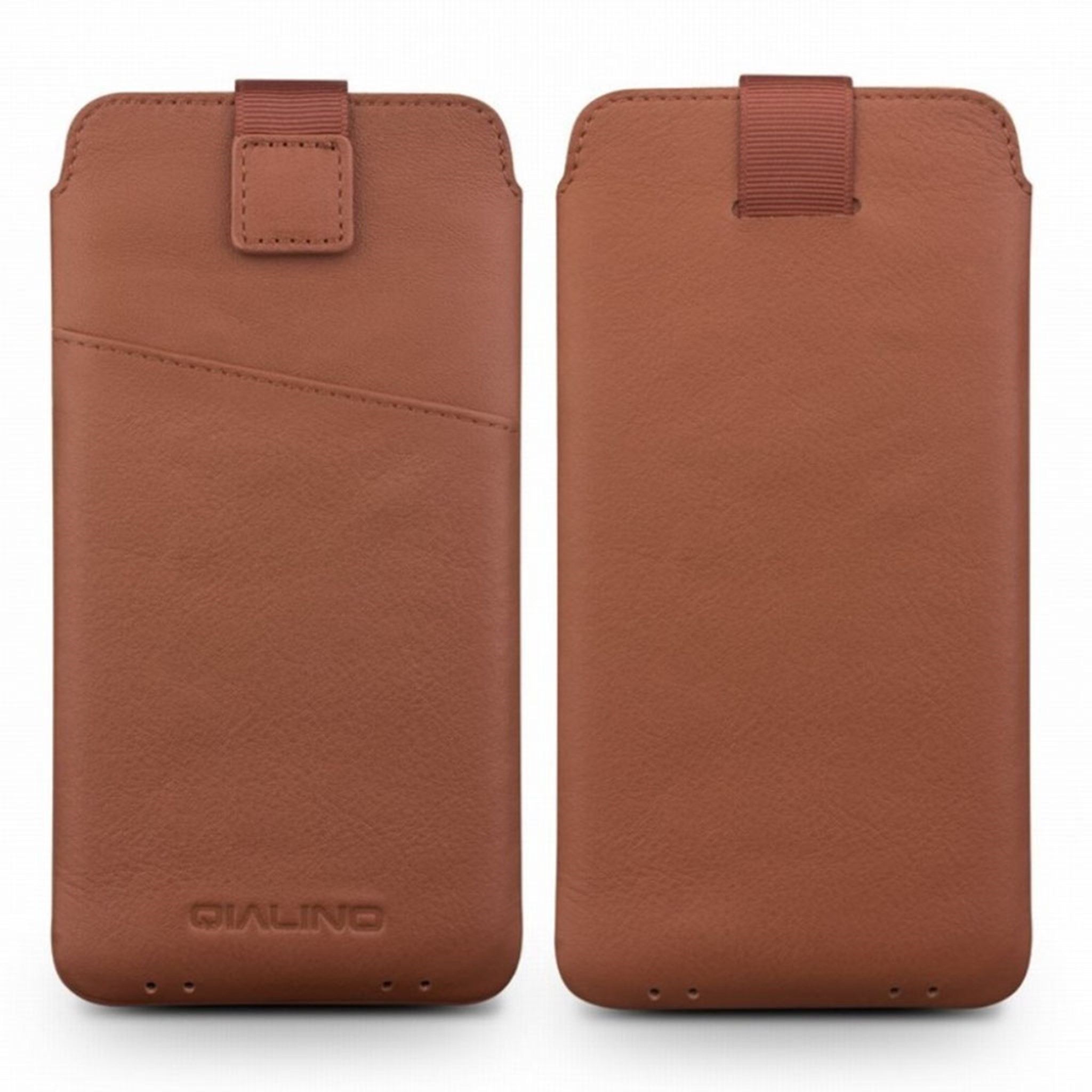 QIALINO iPhone Xs Max genuine cowhide leather pouch case - Brown