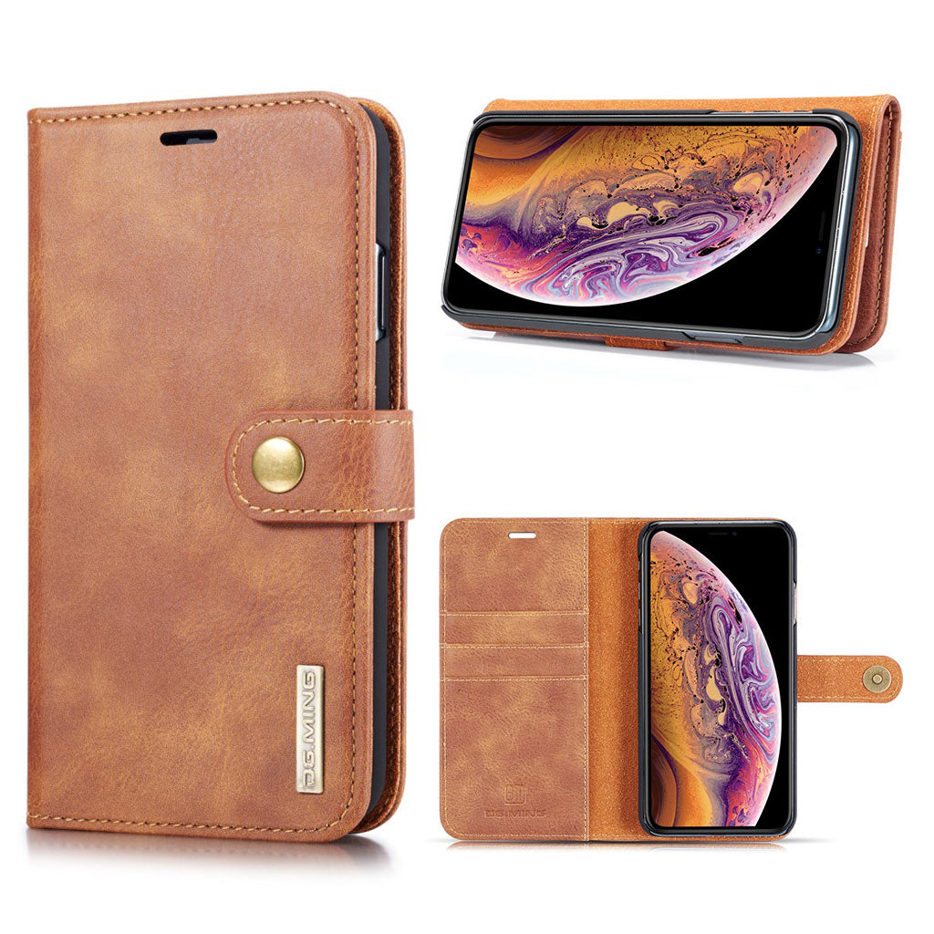 DG.MING iPhone Xs Max 2-in-1 Wallet Case - Brown