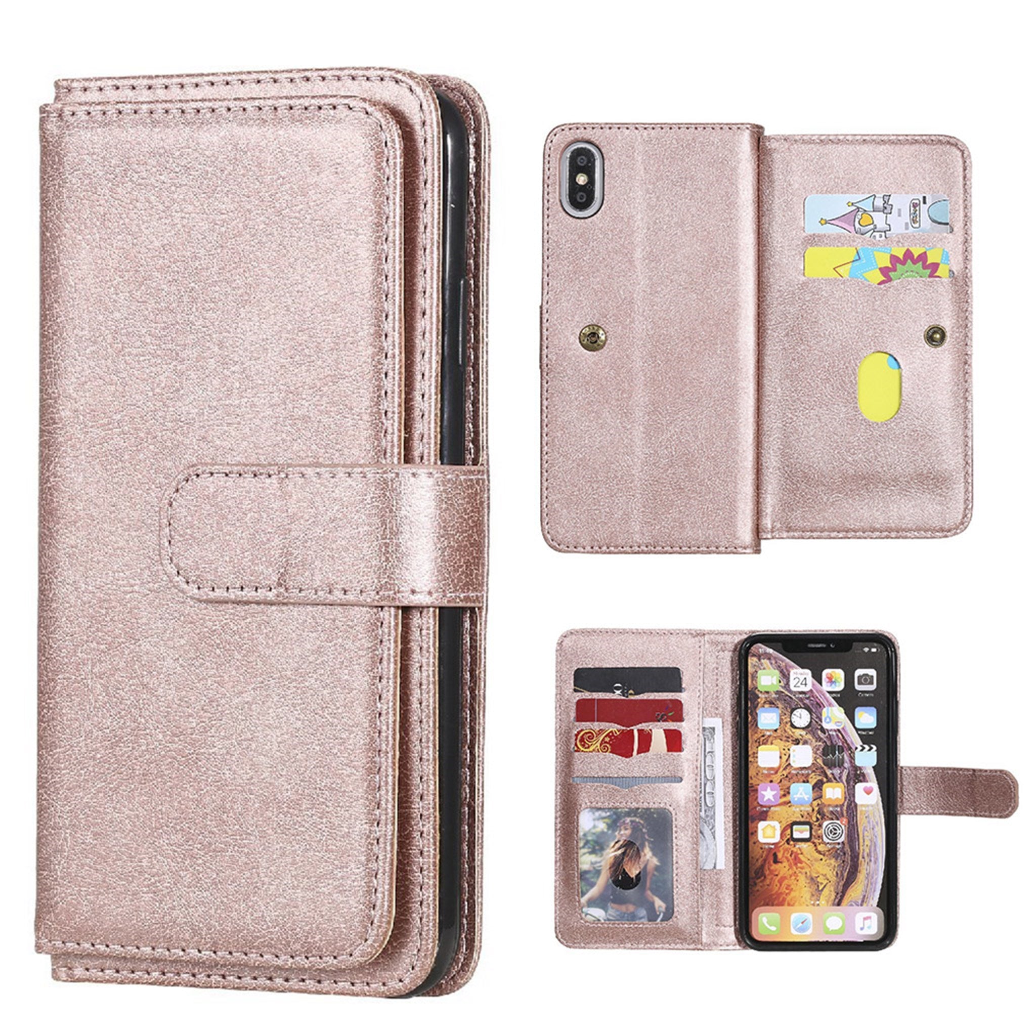 10-slot wallet case for iPhone Xs Max - Rose Gold