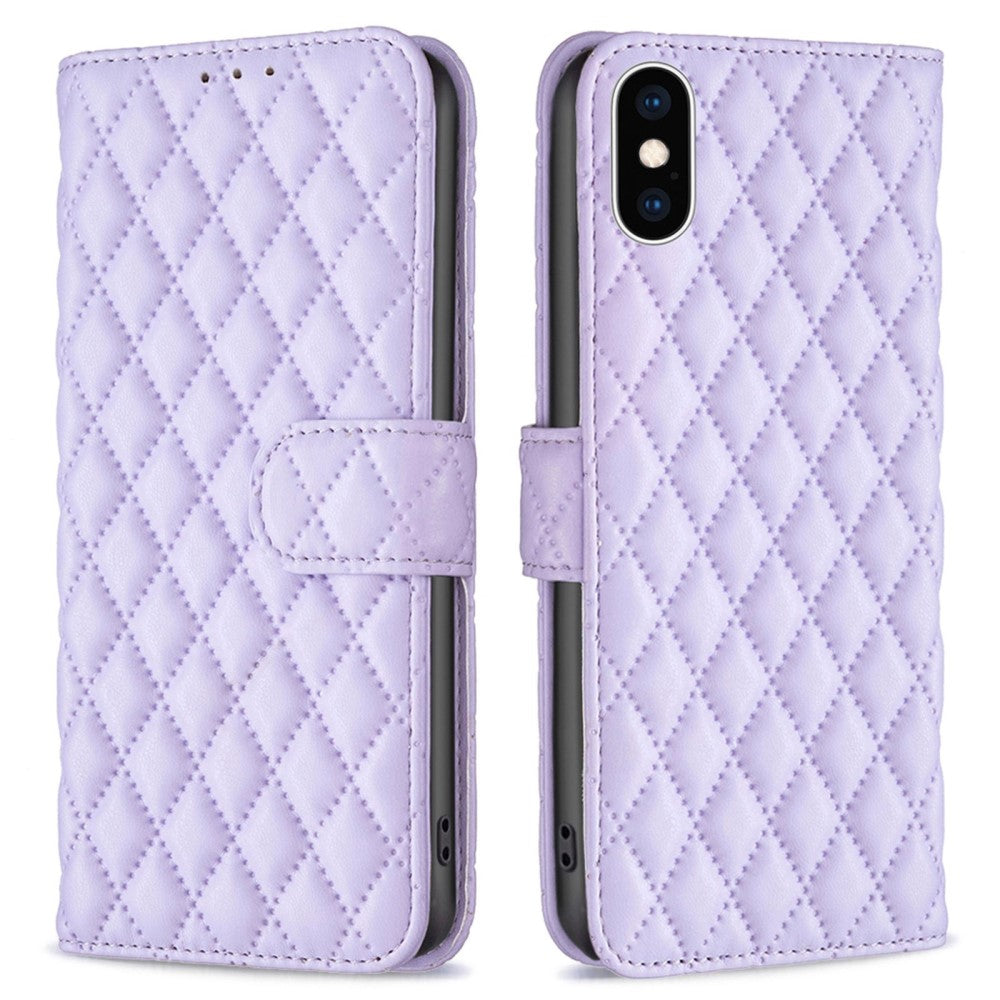 Rhombus pattern matte flip case for iPhone Xs Max - Purple