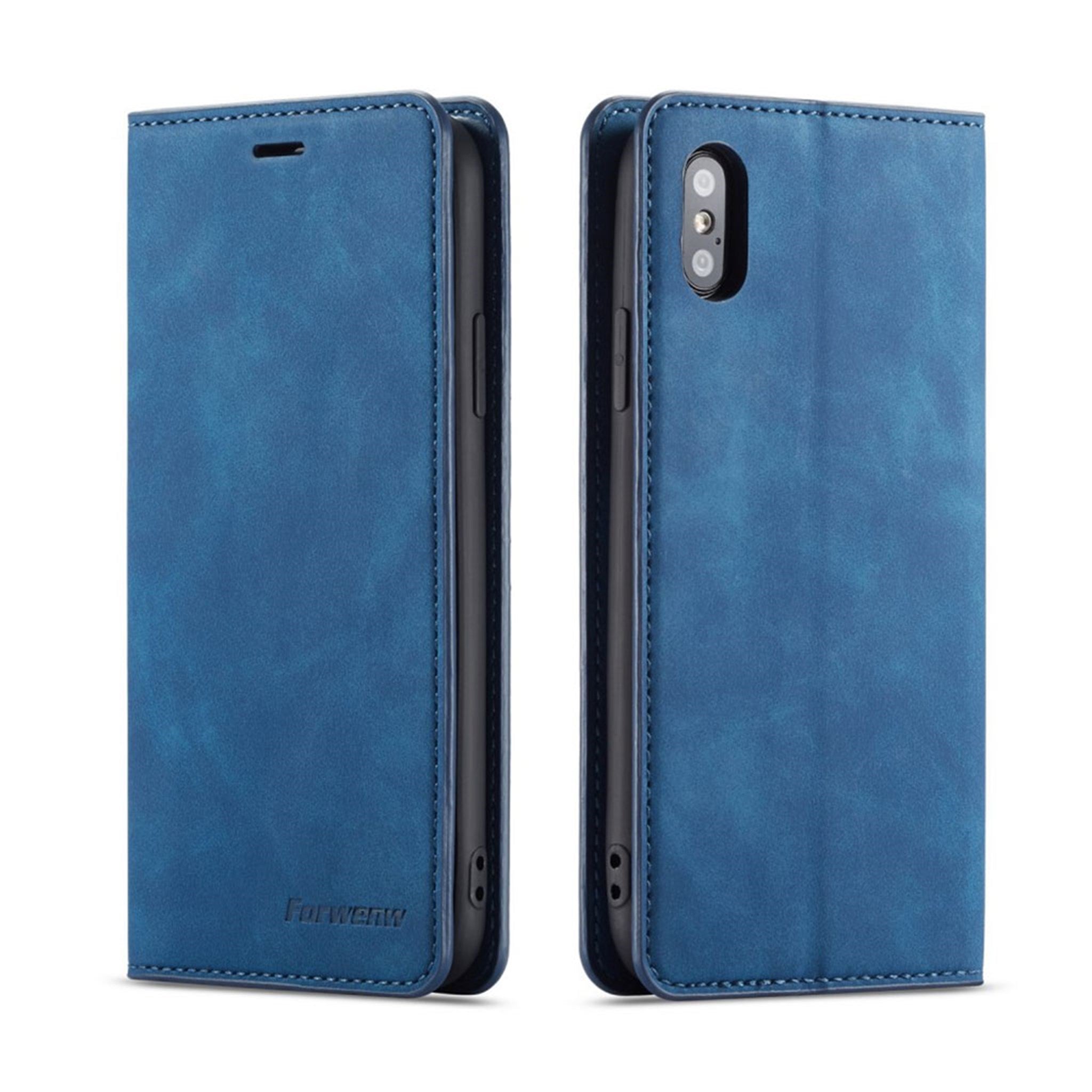 FORWENW iPhone XS leather flip case - Blue