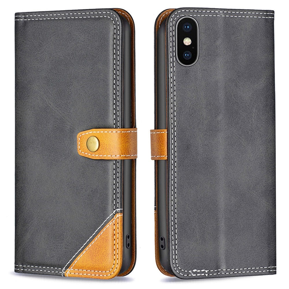 BINFEN two-color leather case for iPhone XS - Black