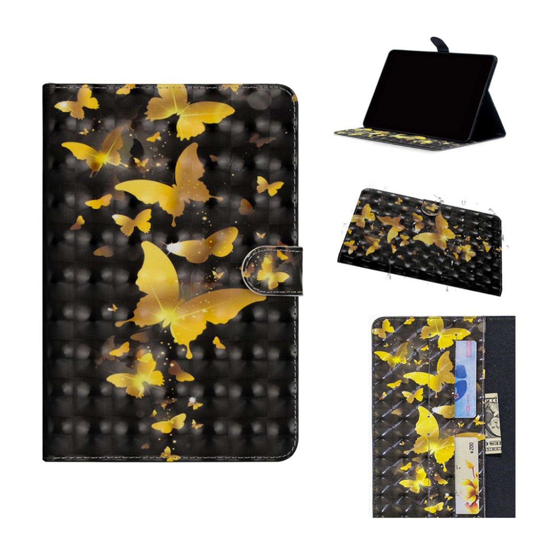 iPad Mini (2019) light spot décor leather case - Gold Butterflies