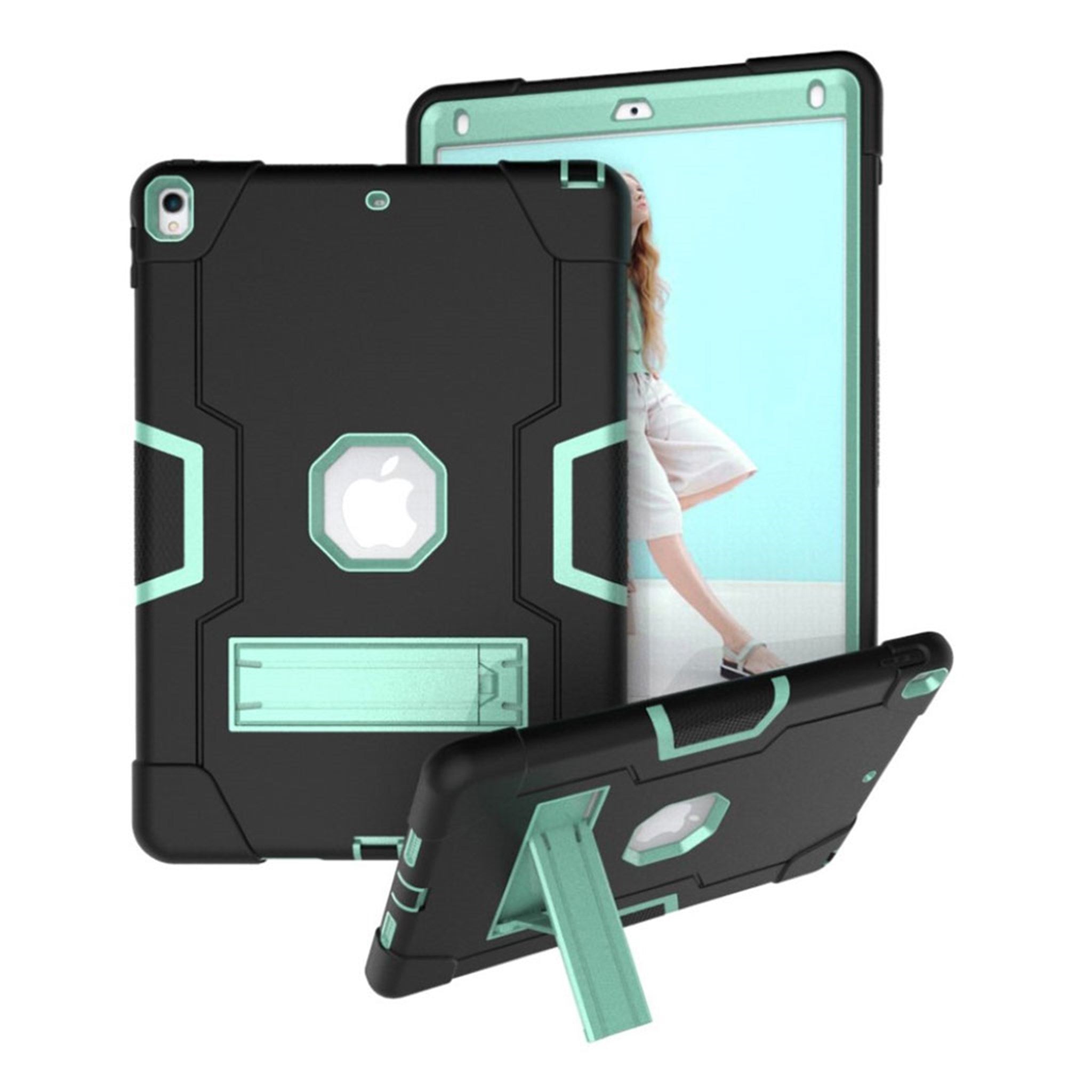 iPad Air (2019) shockproof hybrid case - Black / Cyan