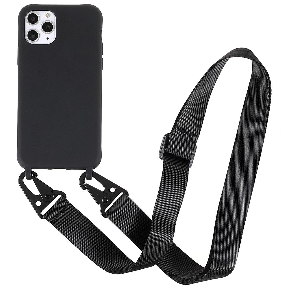 Thin TPU case with a matte finish and adjustable strap for iPhone 11 Pro Max - Black