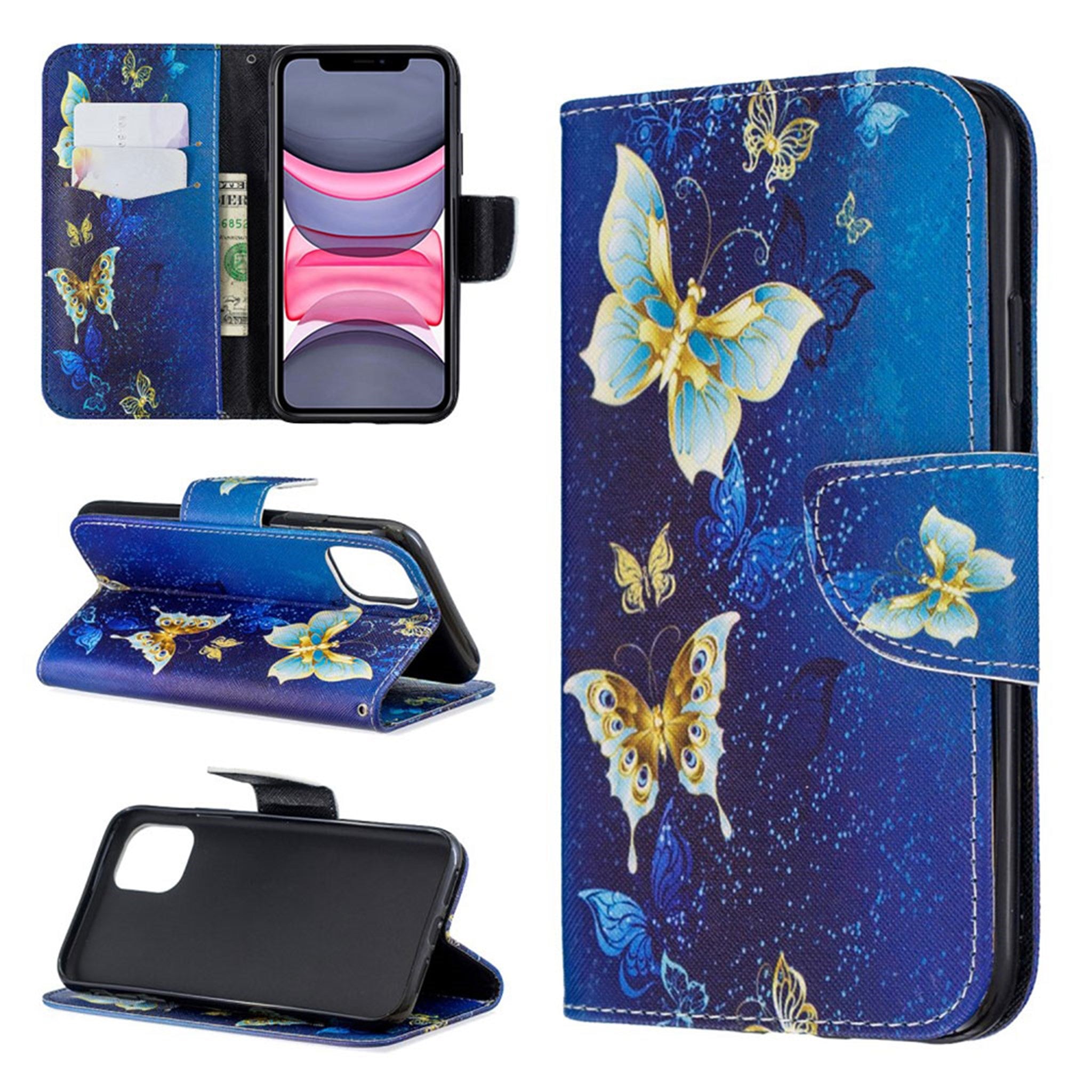 Wonderland iPhone 11 flip case - Gold Butterflies