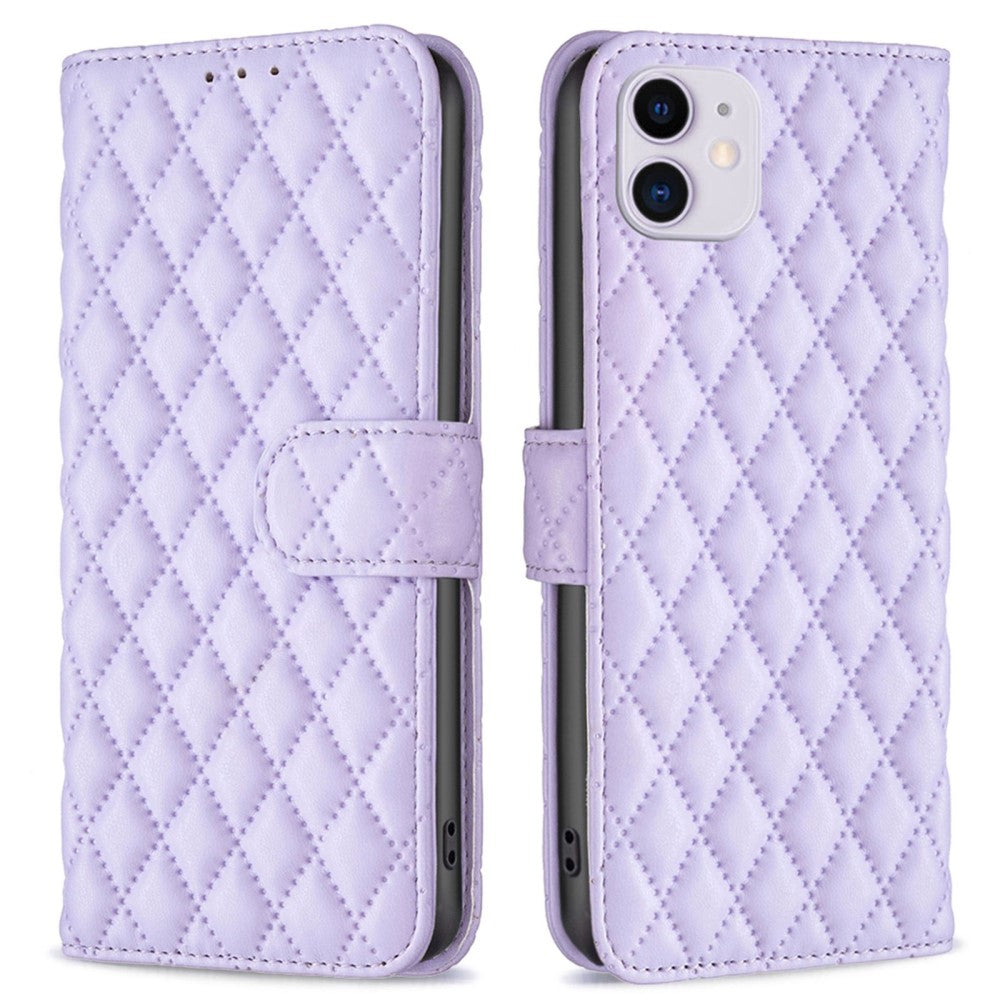 Rhombus pattern matte flip case for iPhone 11 - Purple