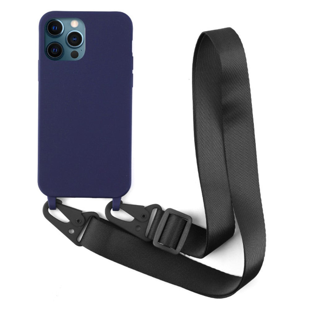 Thin TPU case with a matte finish and adjustable strap for iPhone 12 / 12 Pro - Dark Blue