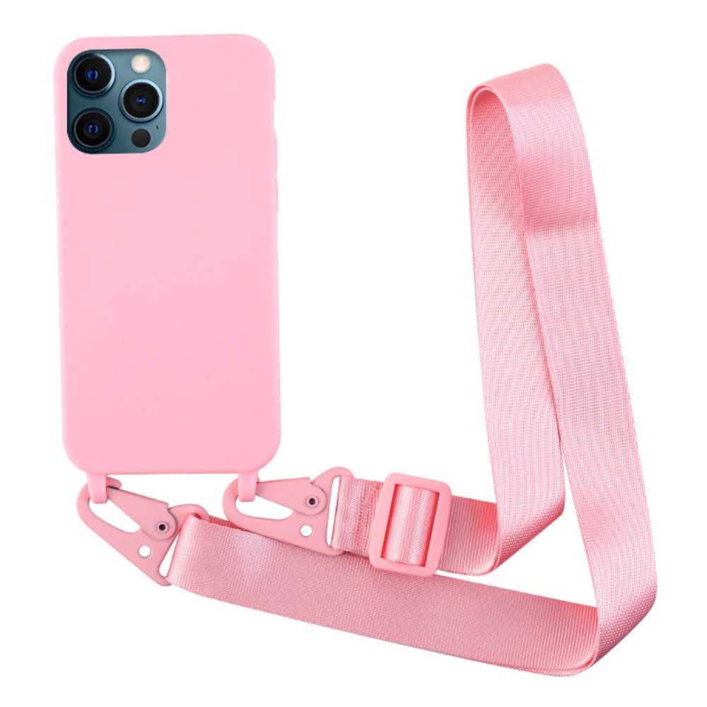 Thin TPU case with a matte finish and adjustable strap for iPhone 12 / 12 Pro - Pink