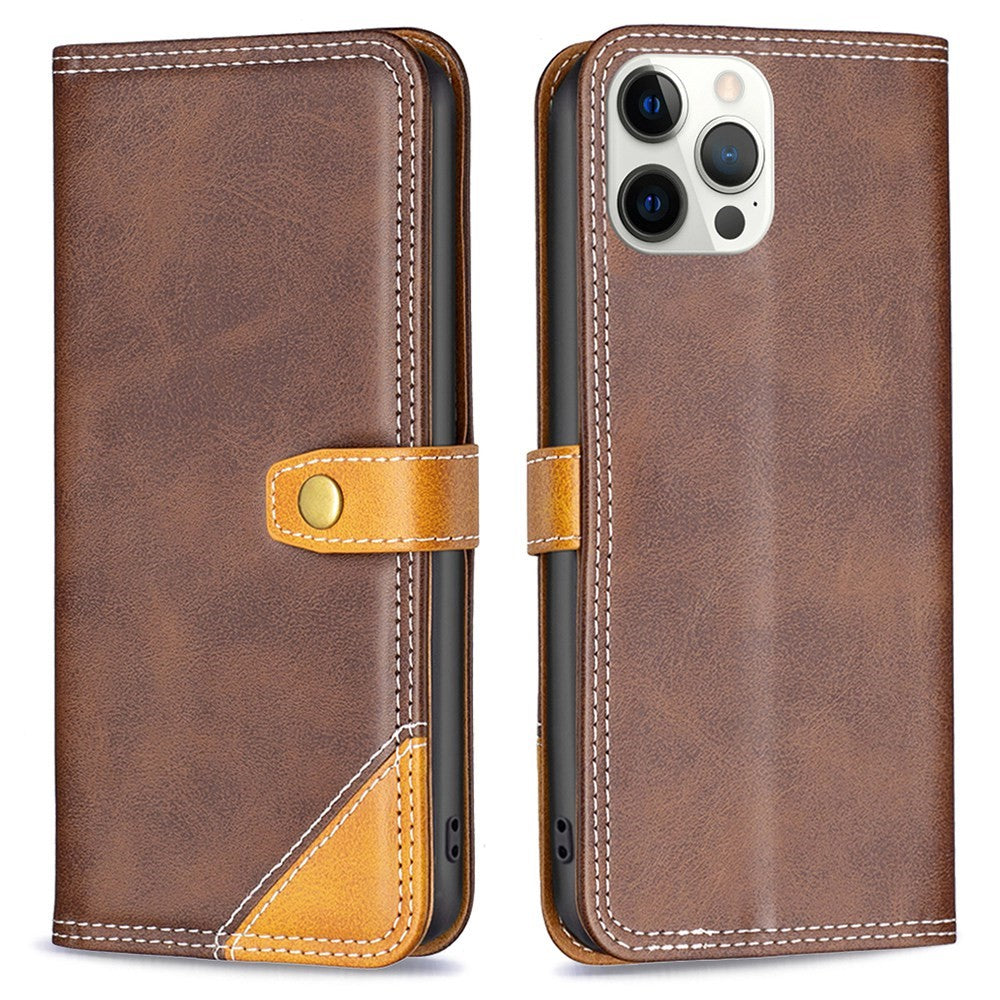 BINFEN two-color leather case for iPhone 12 Pro Max - Coffee