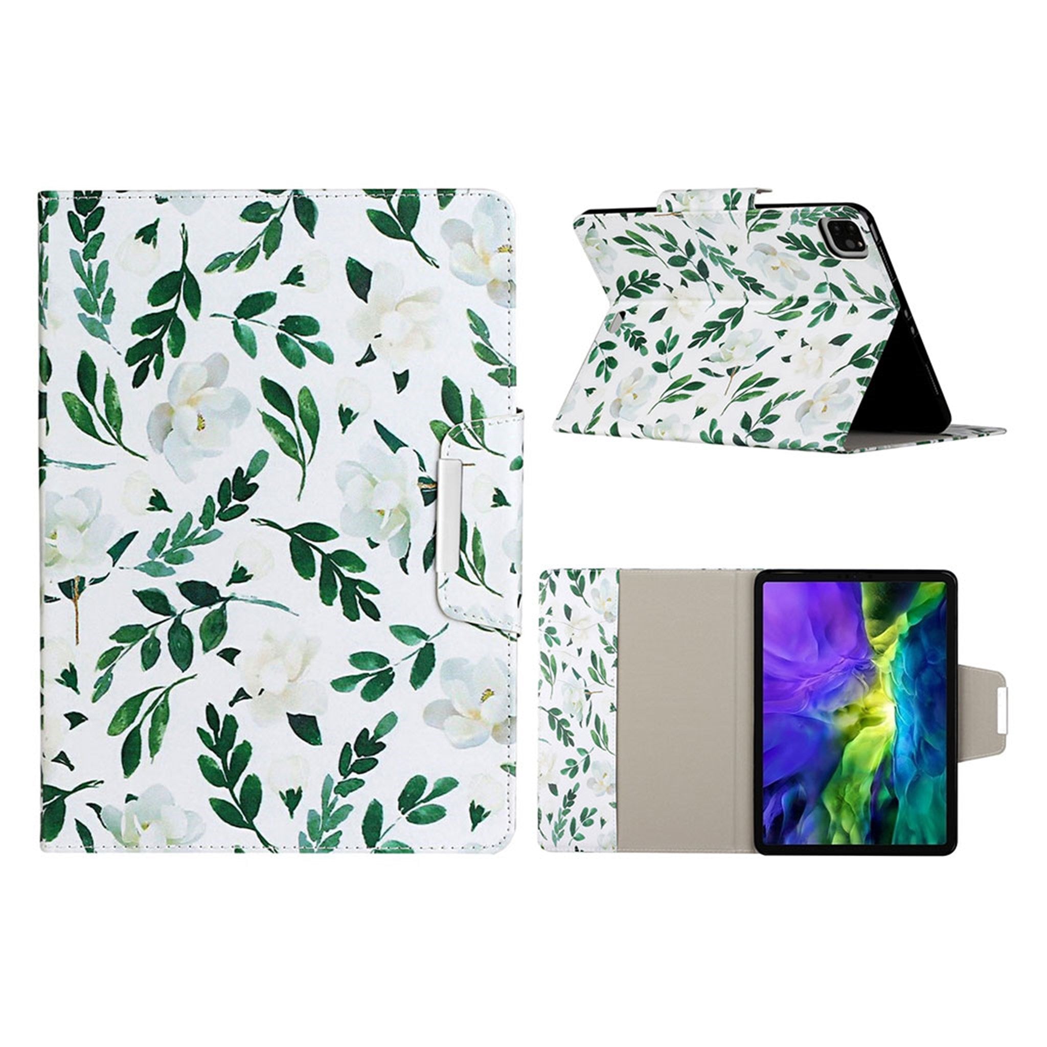 iPad Pro 11 inch (2020) / (2018) cool pattern leather flip case - White Flowers