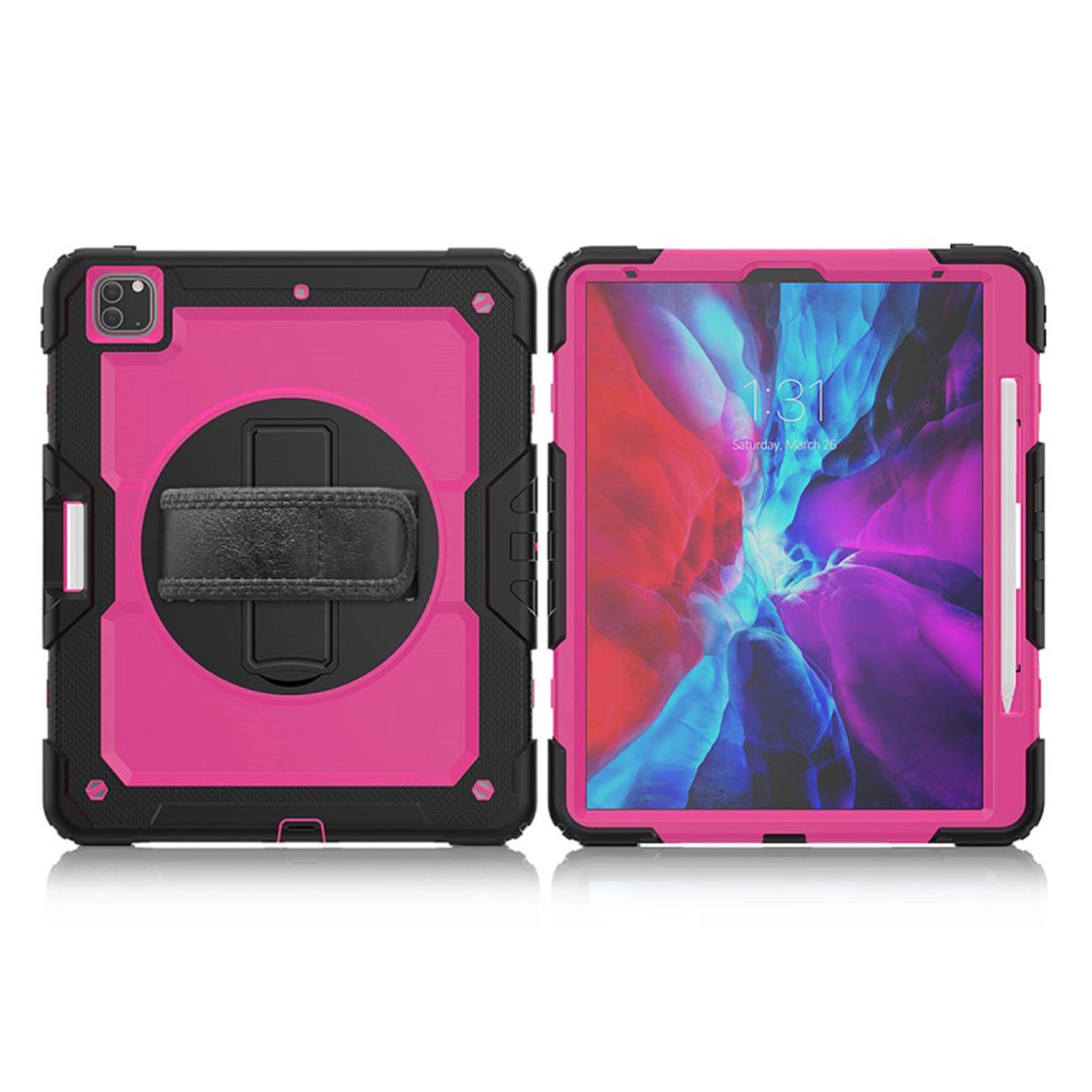 iPad Pro 12.9 inch (2020) / (2018) 360 swivel combo case - Black / Rose