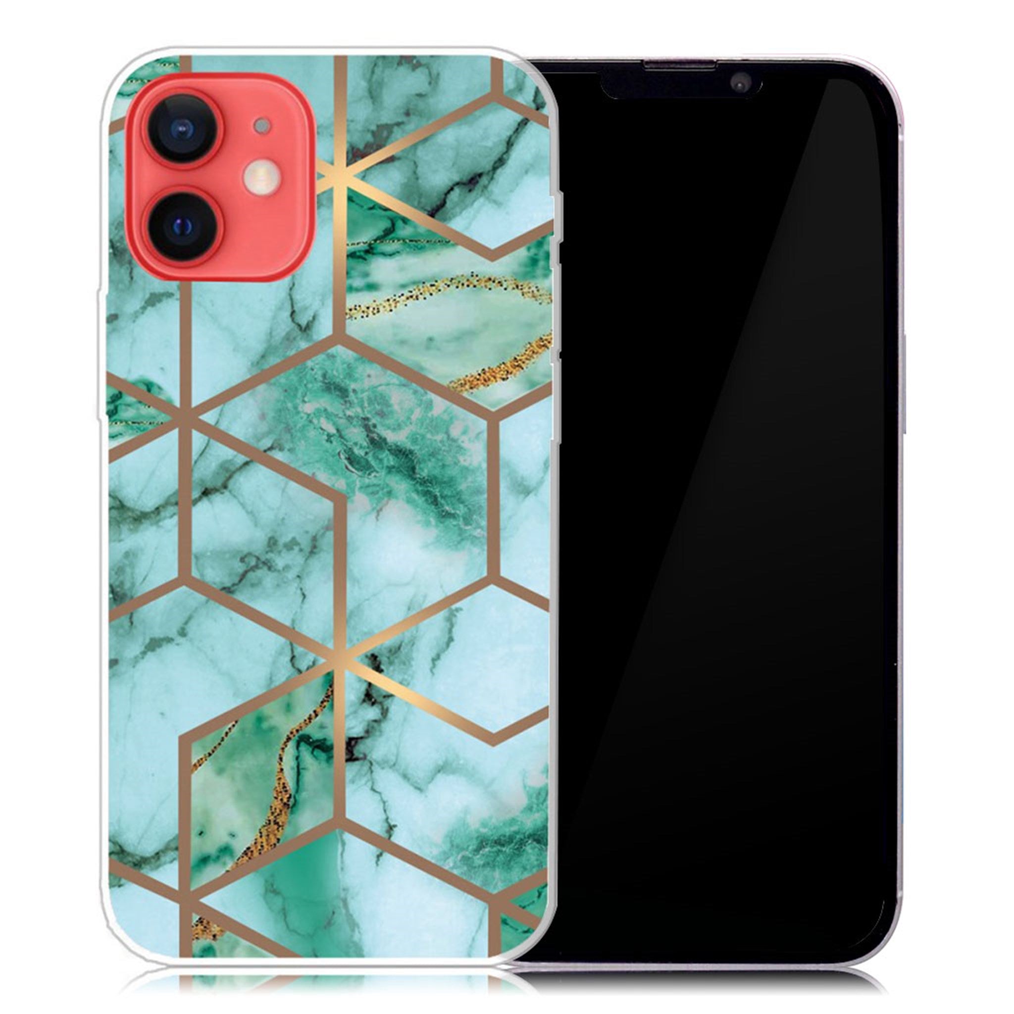 Marble iPhone 13 case - Emerald Cube Pattern