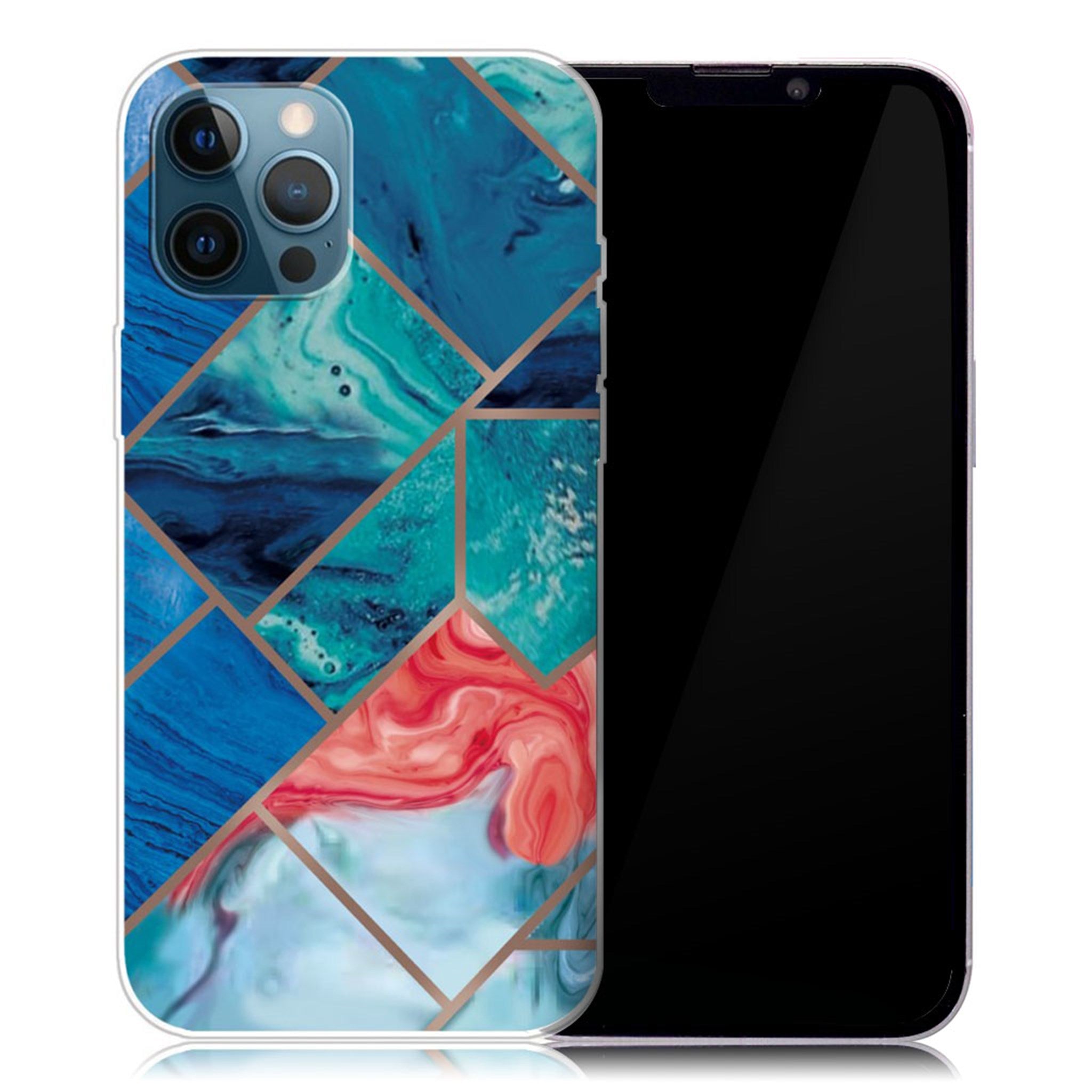 Marble iPhone 13 Pro case - Blue and Orange Marble