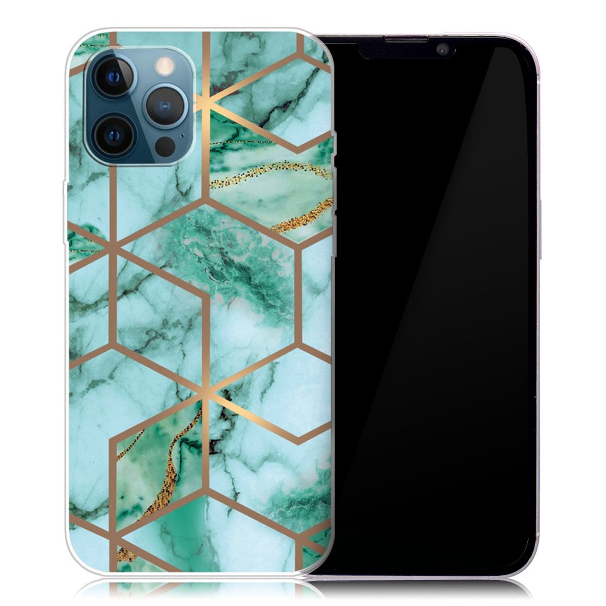 Marble iPhone 13 Pro case - Emerald Cube Pattern