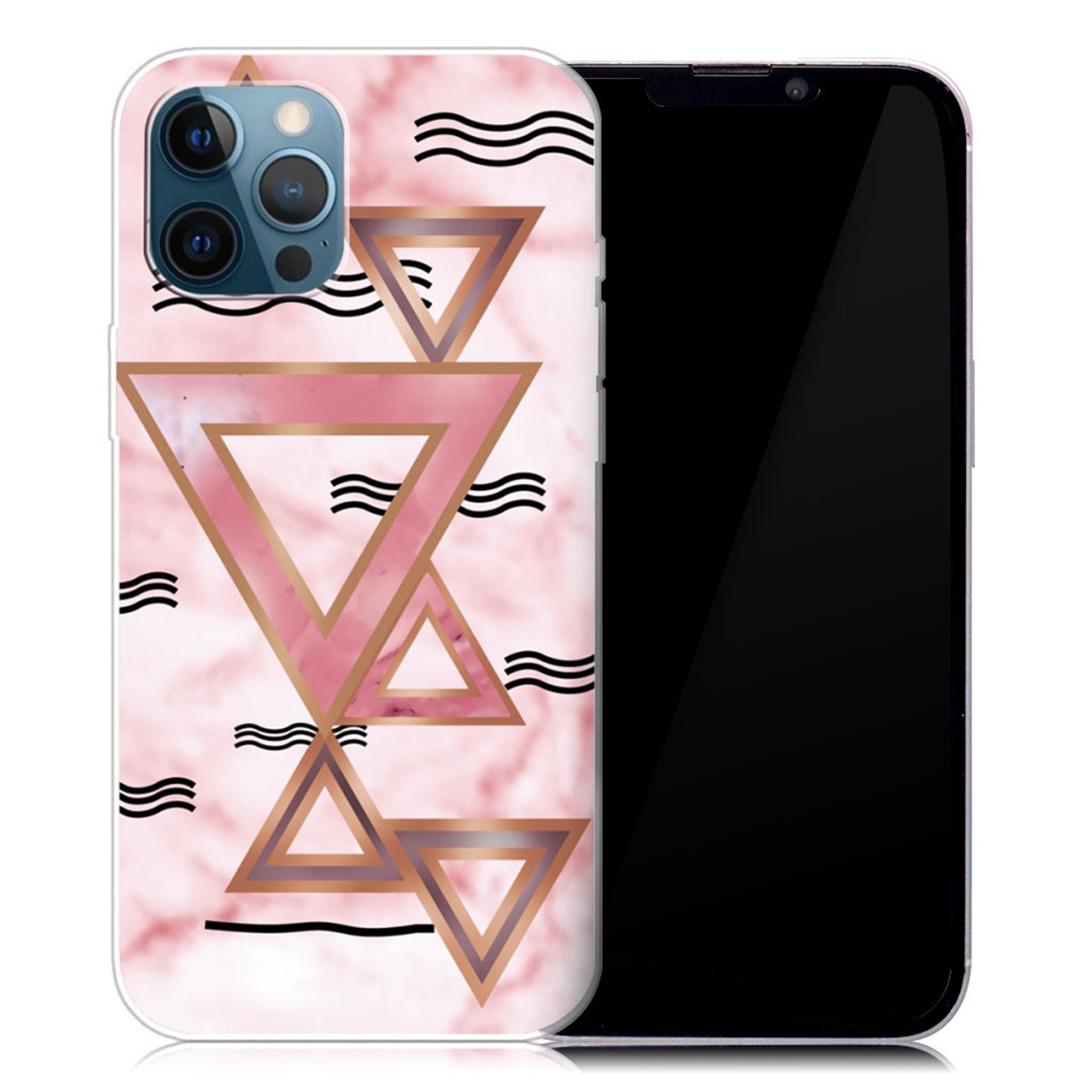 Marble iPhone 13 Pro case - Rose Colored Triangles