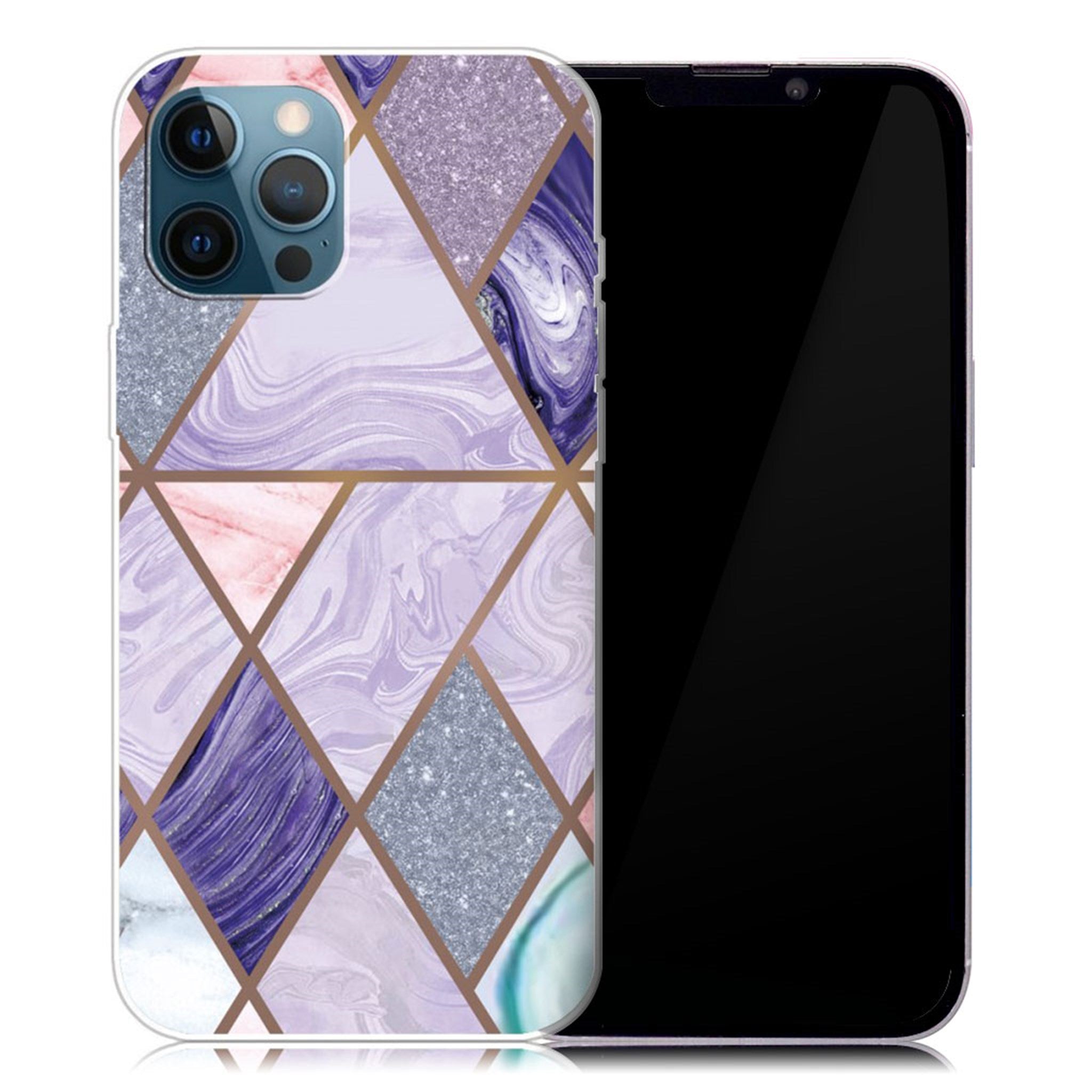 Marble iPhone 13 Pro case - Triangles and Diamond Marble