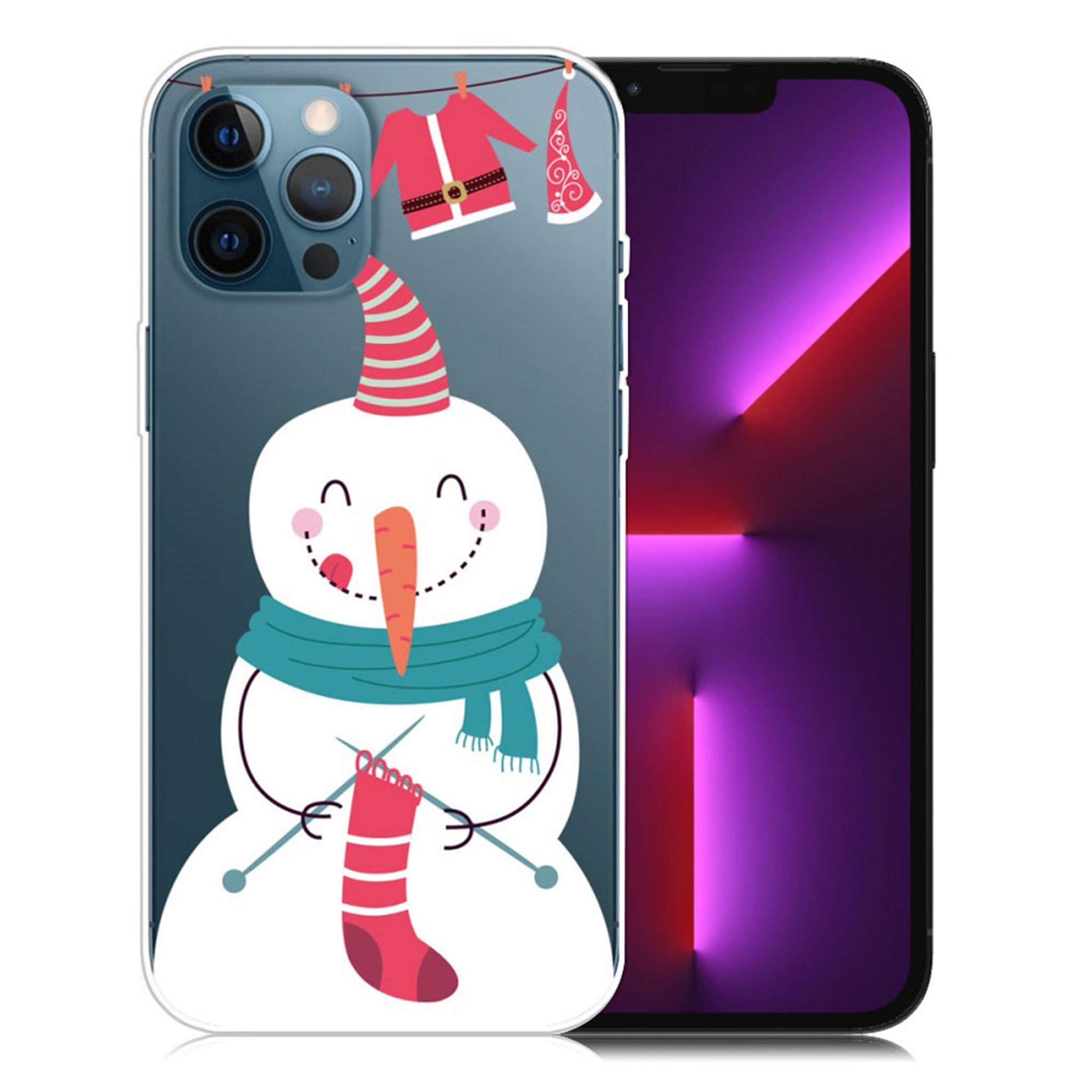 Christmas iPhone 13 Pro case - Snowman Knits Sock