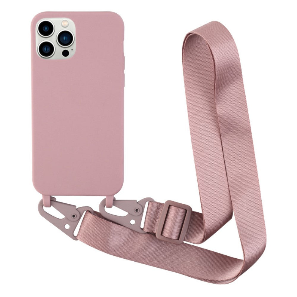 Thin TPU case with a matte finish and adjustable strap for iPhone 13 Pro - Deep Pink