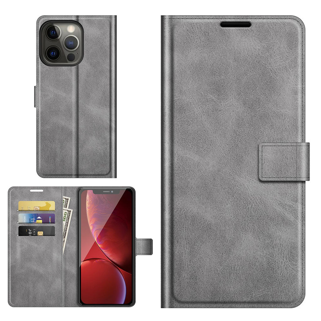 Wallet-style leather case for iPhone 13 Pro - Grey