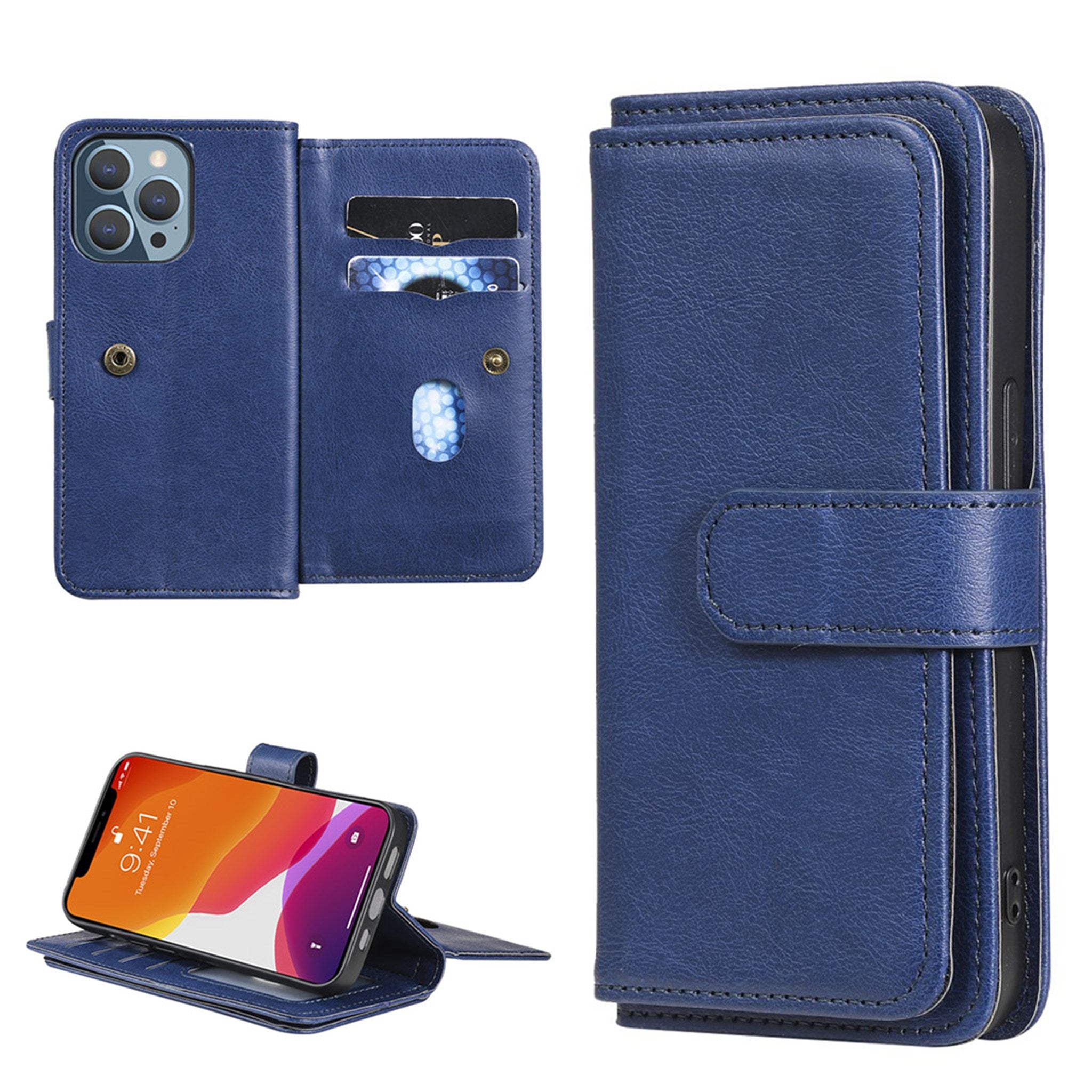 10-slot wallet case for iPhone 13 Pro - Dark Blue