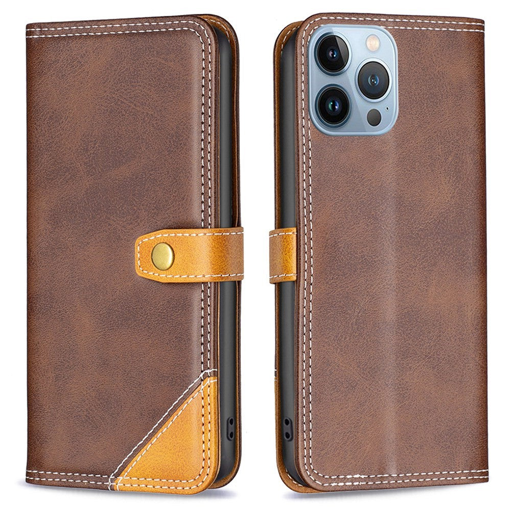 BINFEN two-color leather case for iPhone 13 Pro - Coffee