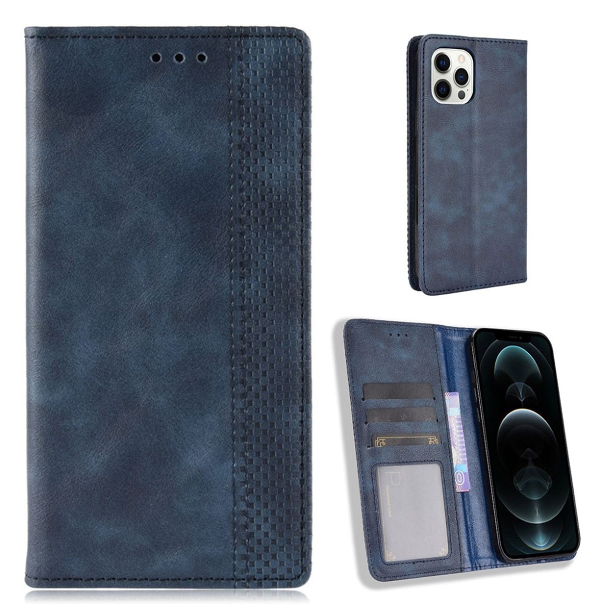 Bofink Vintage iPhone 13 Pro Max leather case - Blue