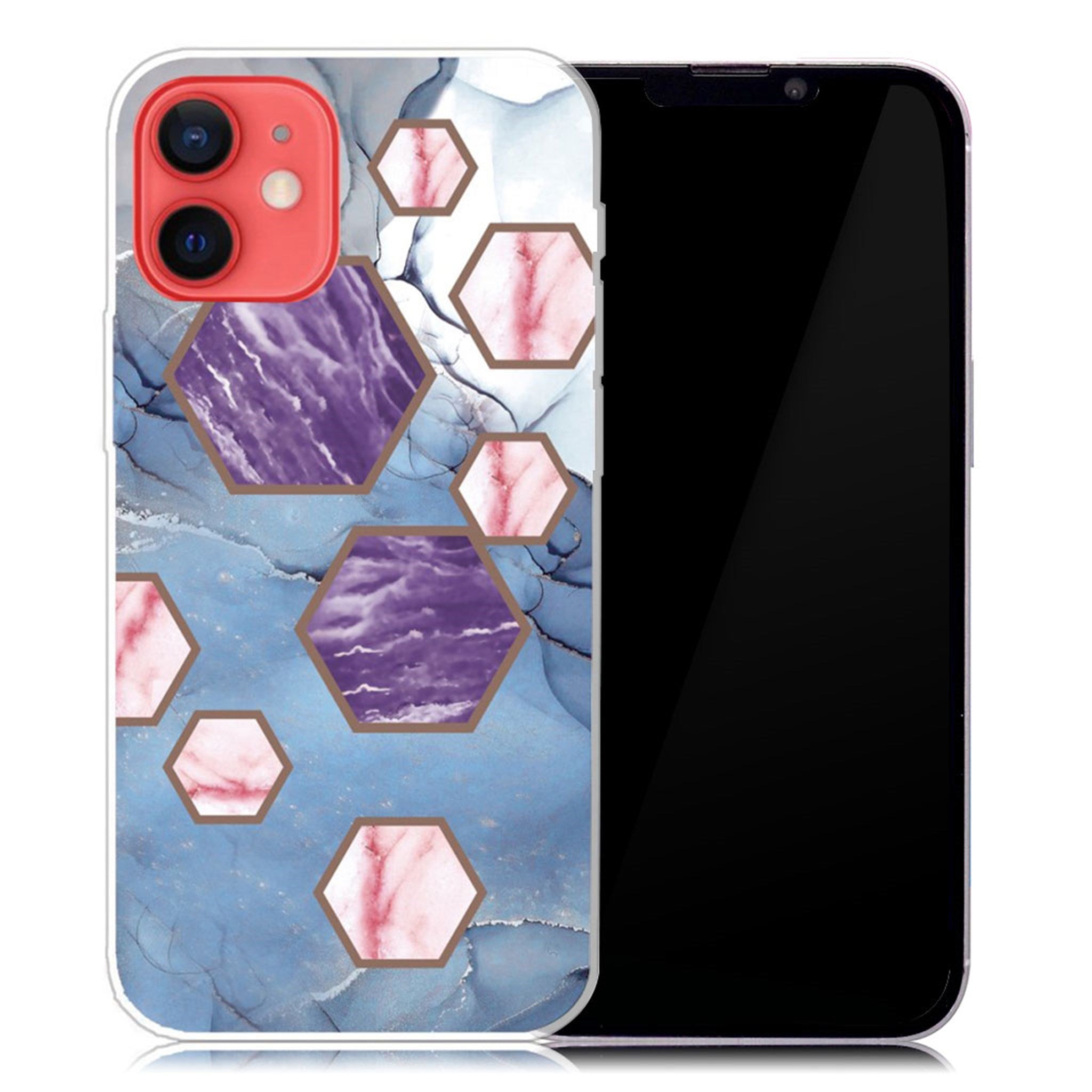 Marble iPhone 13 Mini case - Hexagon Fragments in Blue