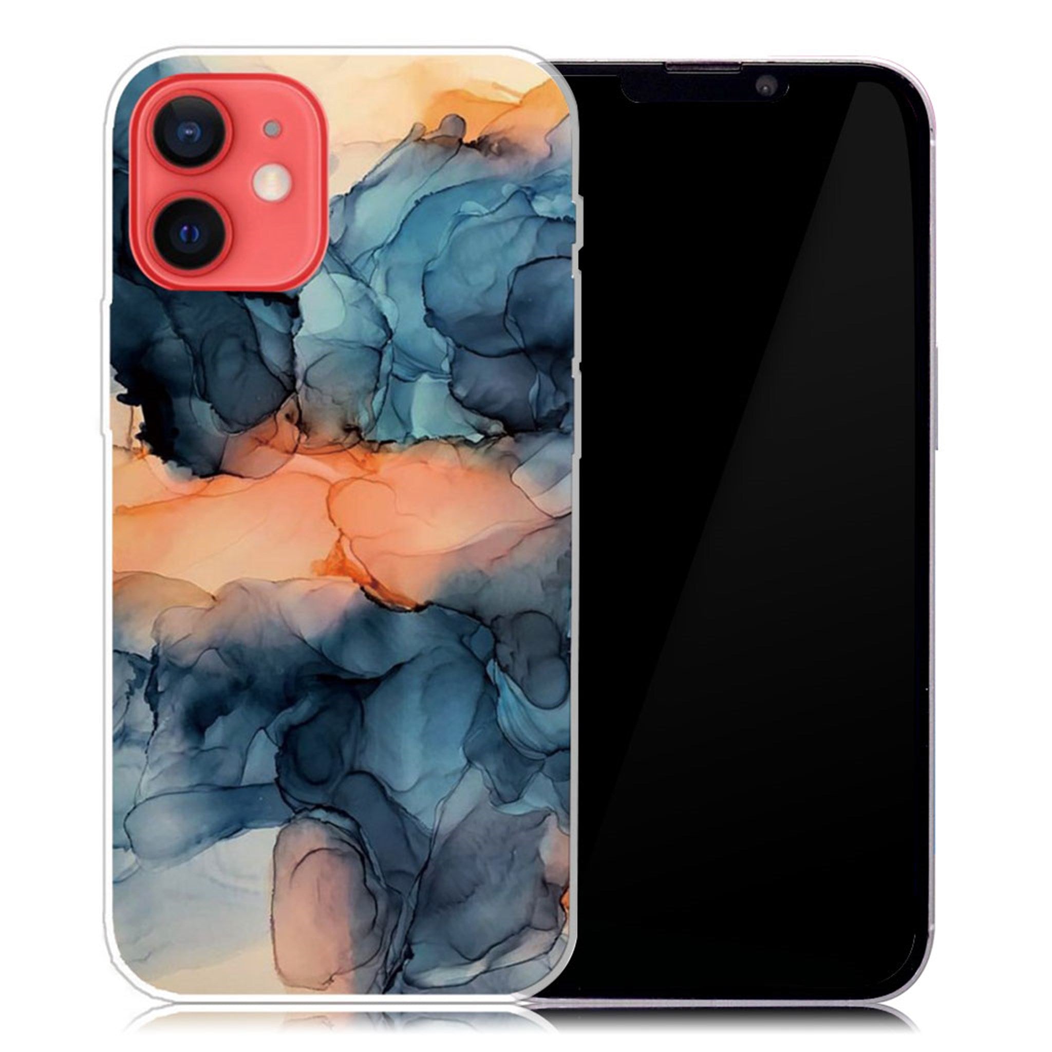 Marble iPhone 13 Mini case - Orange Between the Blues