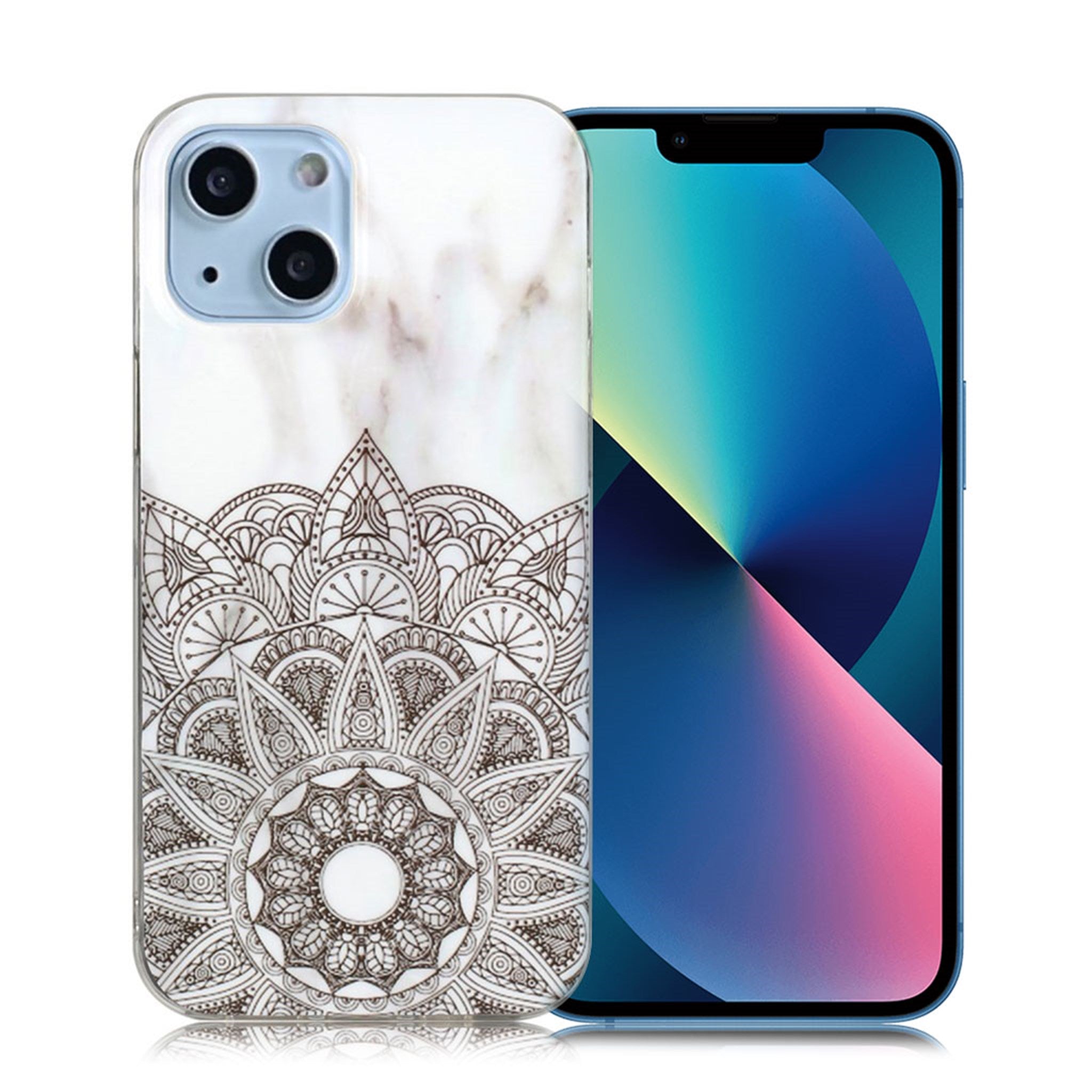 Marble iPhone 13 Mini case - Mandala Flower