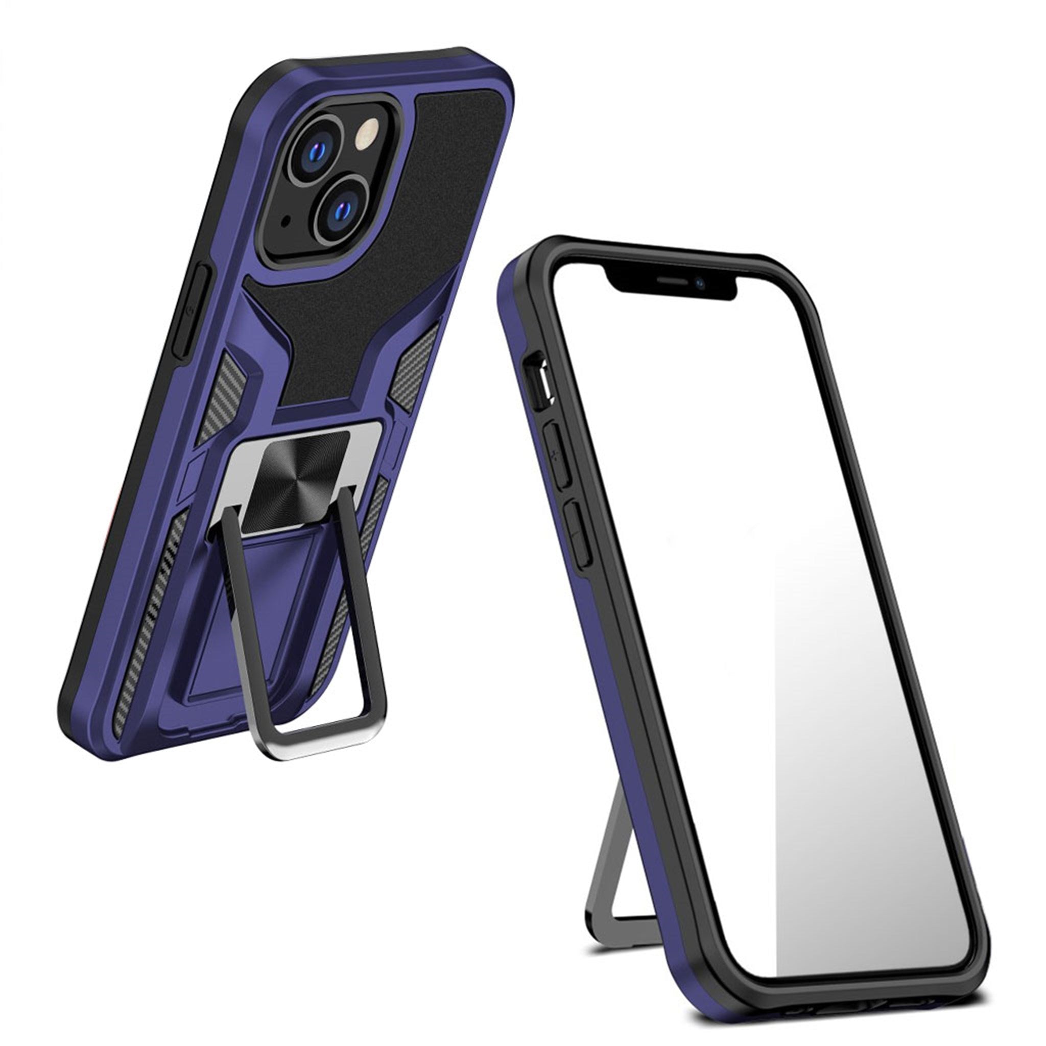 Shockproof hybrid cover with kickstand for iPhone 13 Mini - Dark Blue