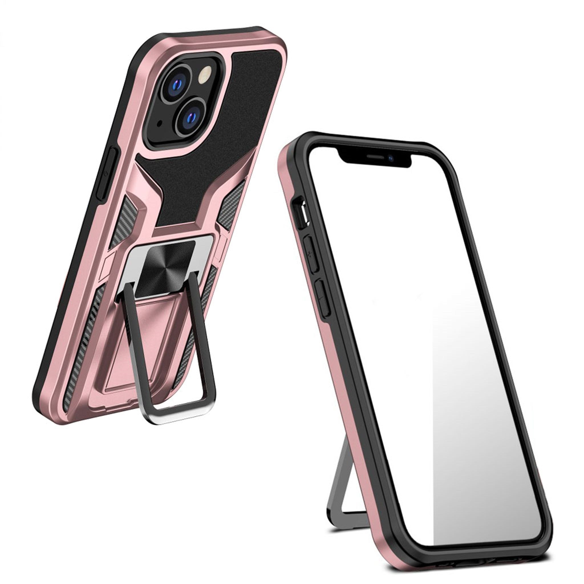 Shockproof hybrid cover with kickstand for iPhone 13 Mini - Rose Gold