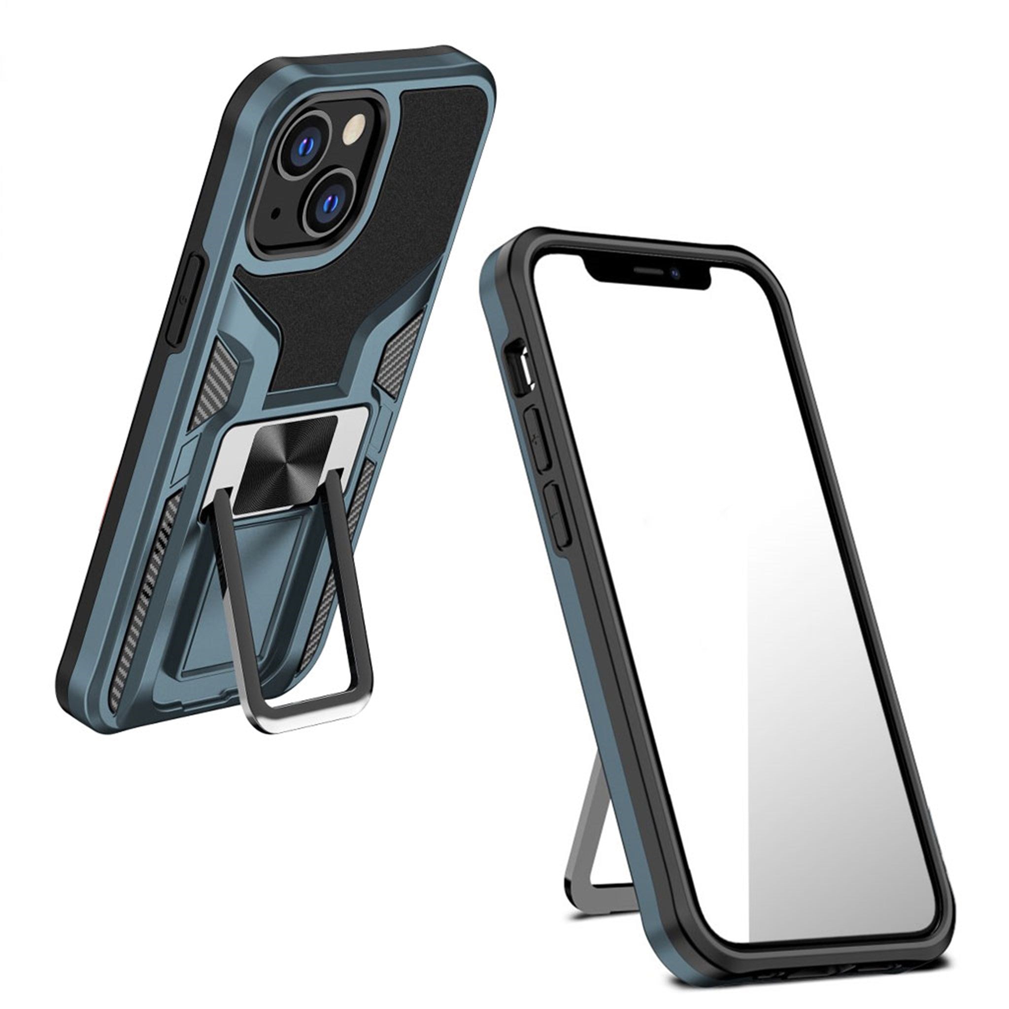 Shockproof hybrid cover with kickstand for iPhone 13 Mini - Blue