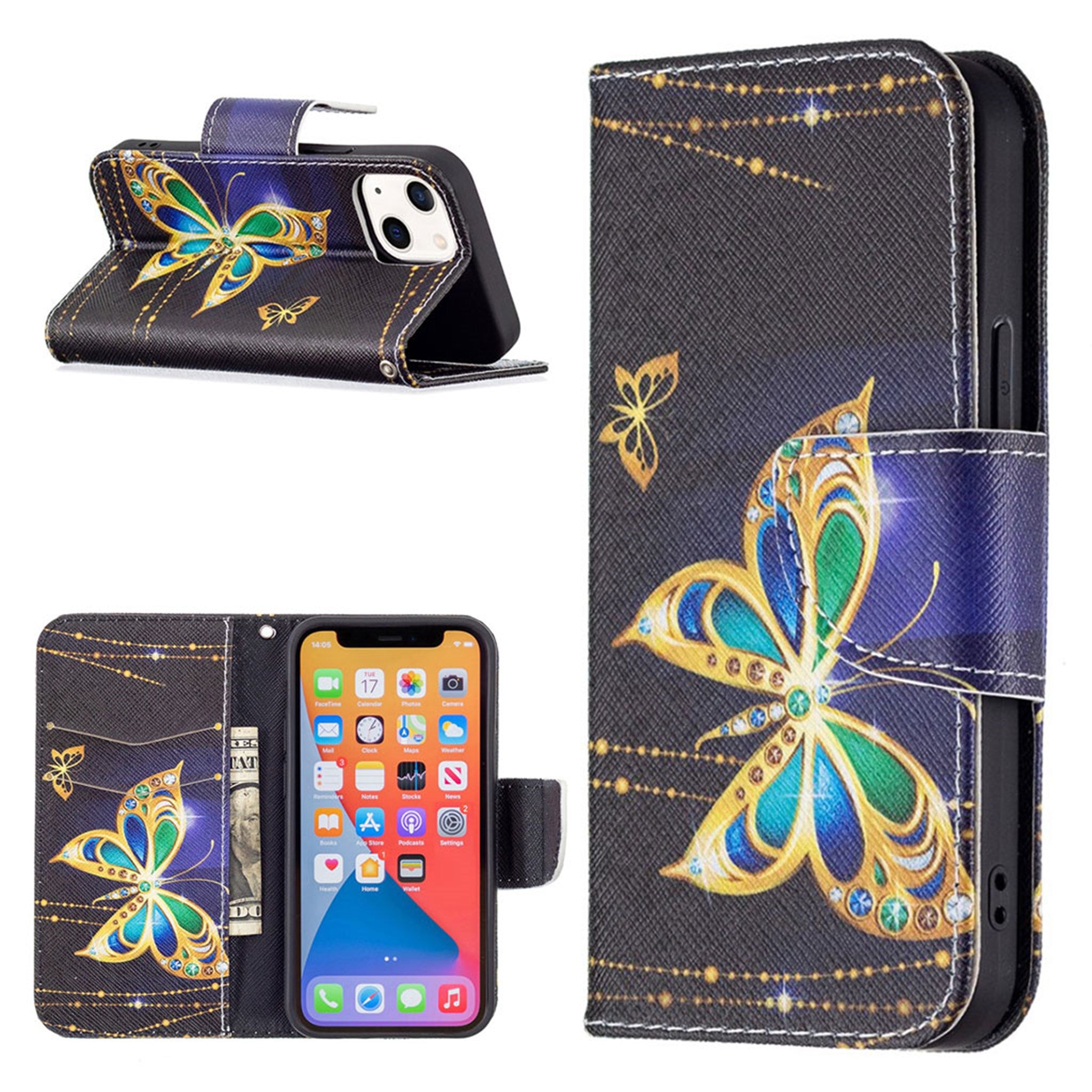Wonderland iPhone 13 Mini flip case - Jewelry Butterflies