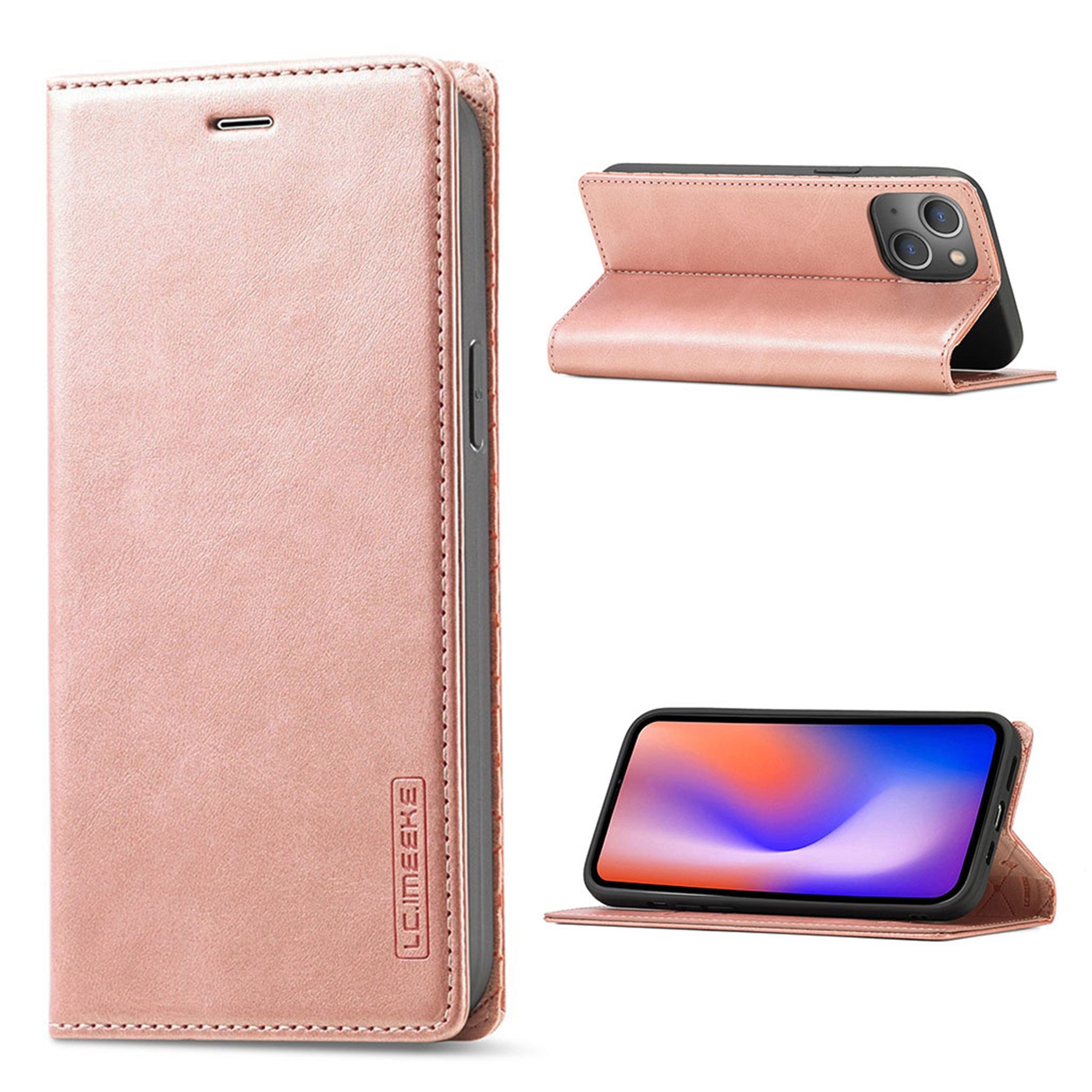 LC.IMEEKE iPhone 13 Mini Flip Case - Rose Gold