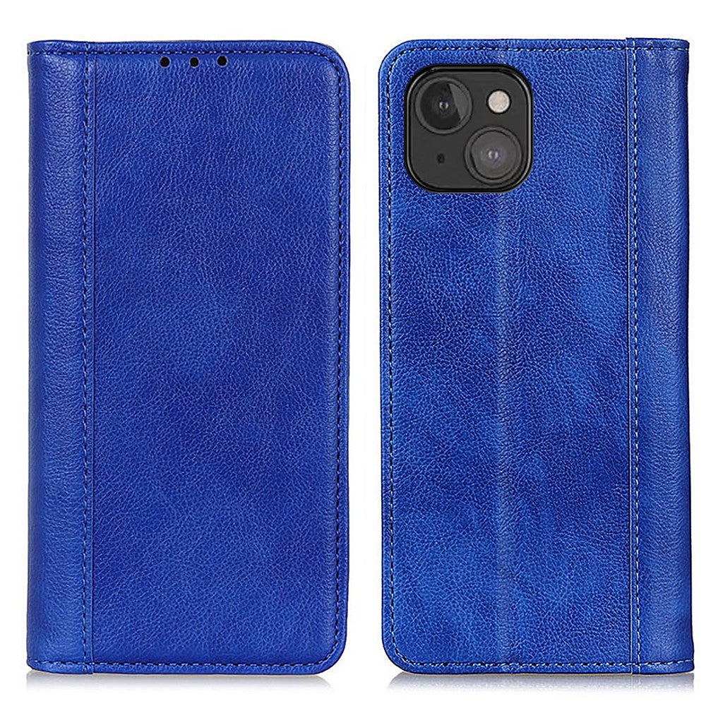 Genuine leather case with magnetic closure for iPhone 13 Mini - Blue