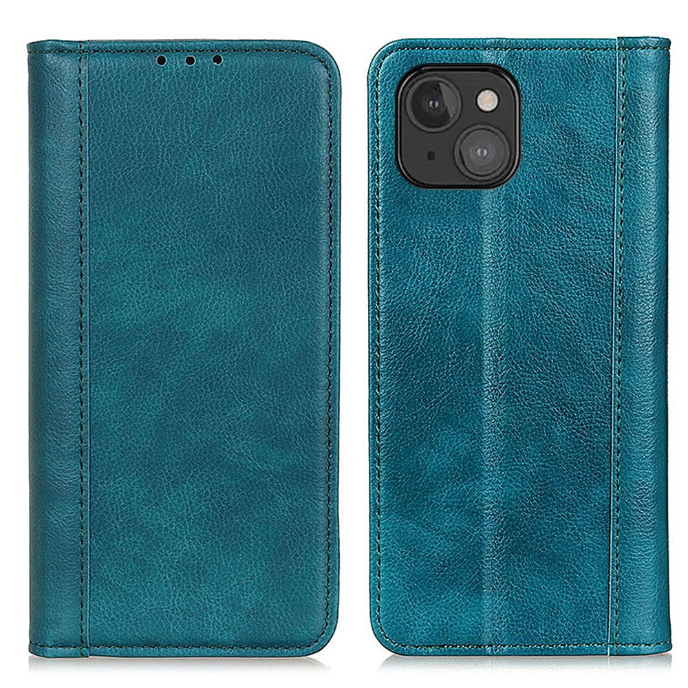 Genuine leather case with magnetic closure for iPhone 13 Mini - Green