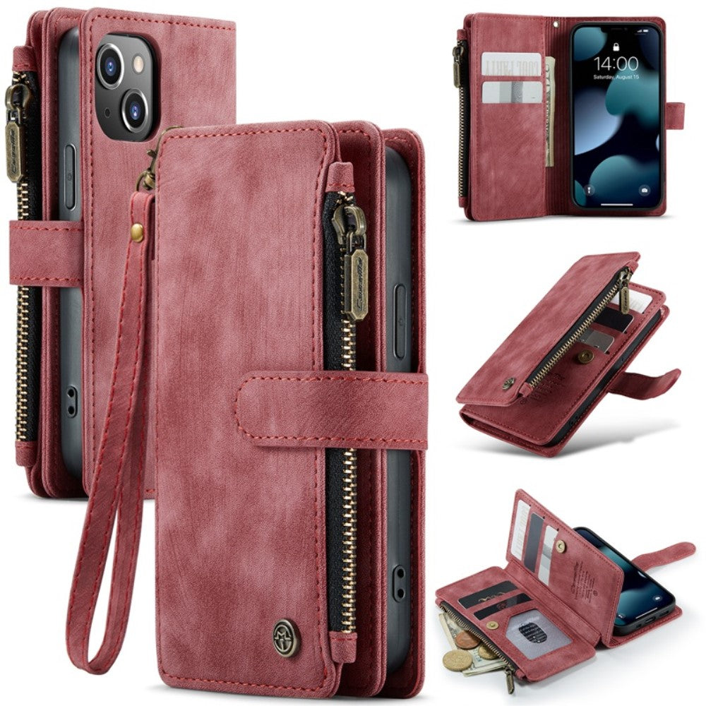 CaseMe zipper-wallet phone case for iPhone 13 Mini - Red