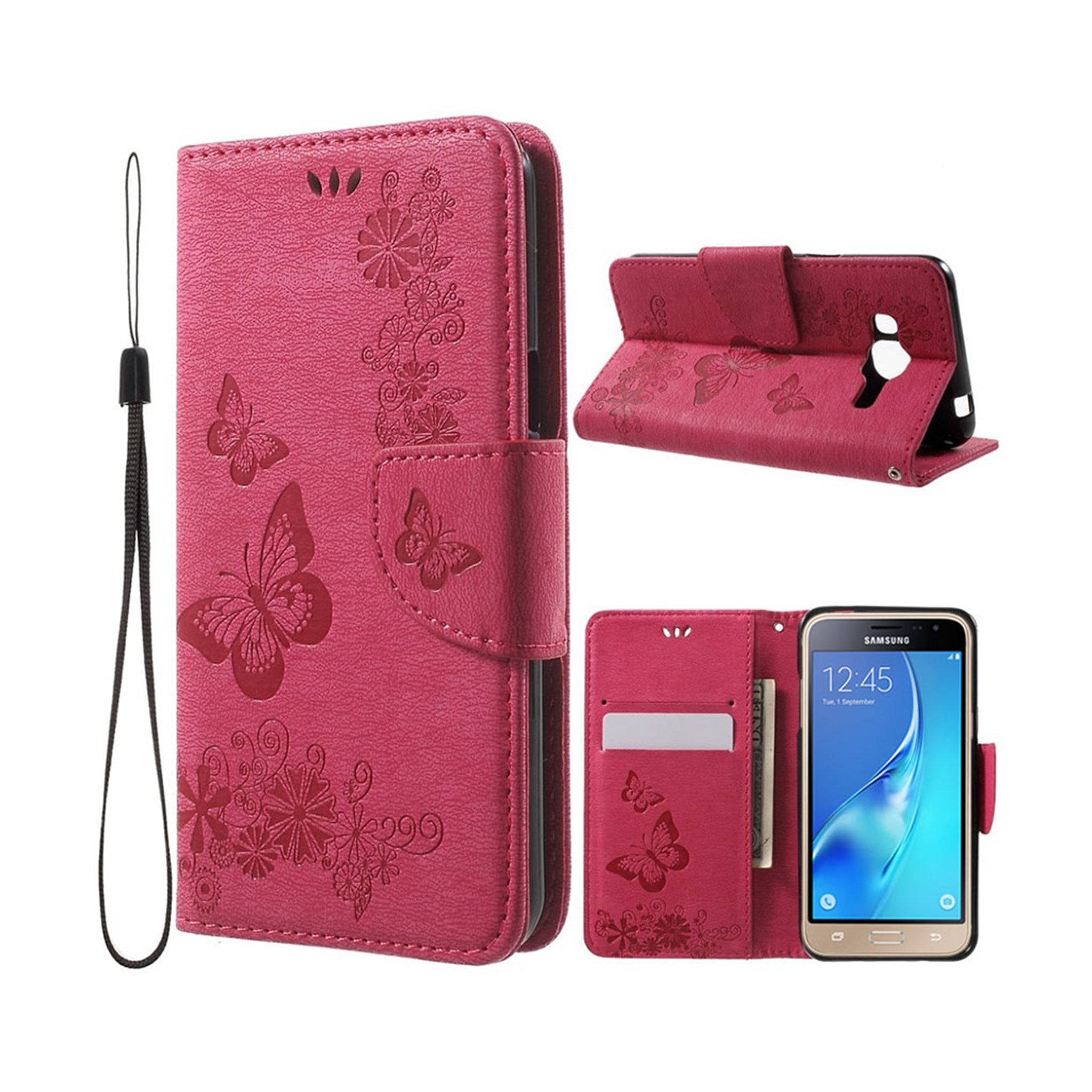 Moberg Samsung Galaxy J3 (2016) Leather Flip Case - Hot Pink