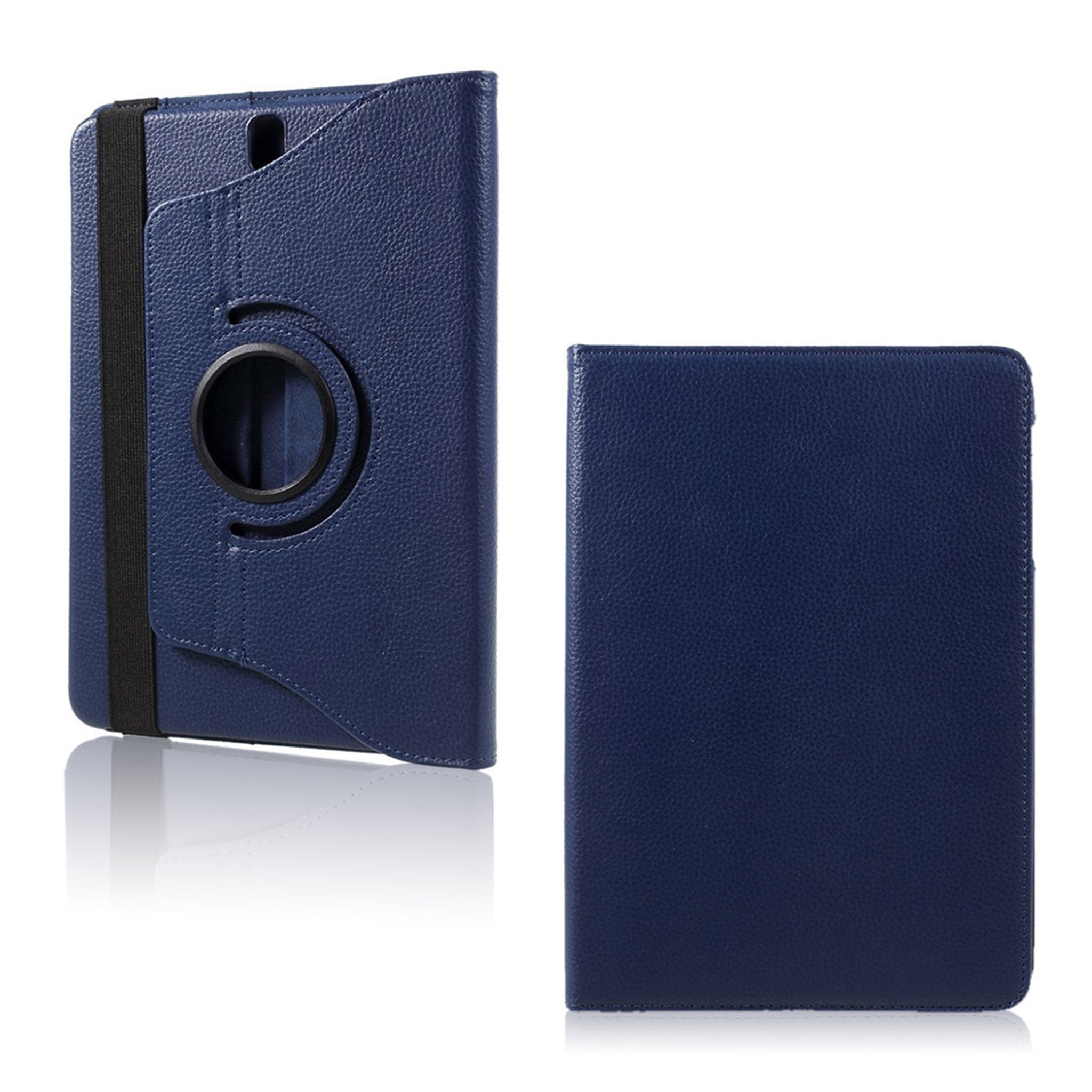 Samsung Galaxy Tab S3 litchi texture rotating PU leather case - Dark Blue
