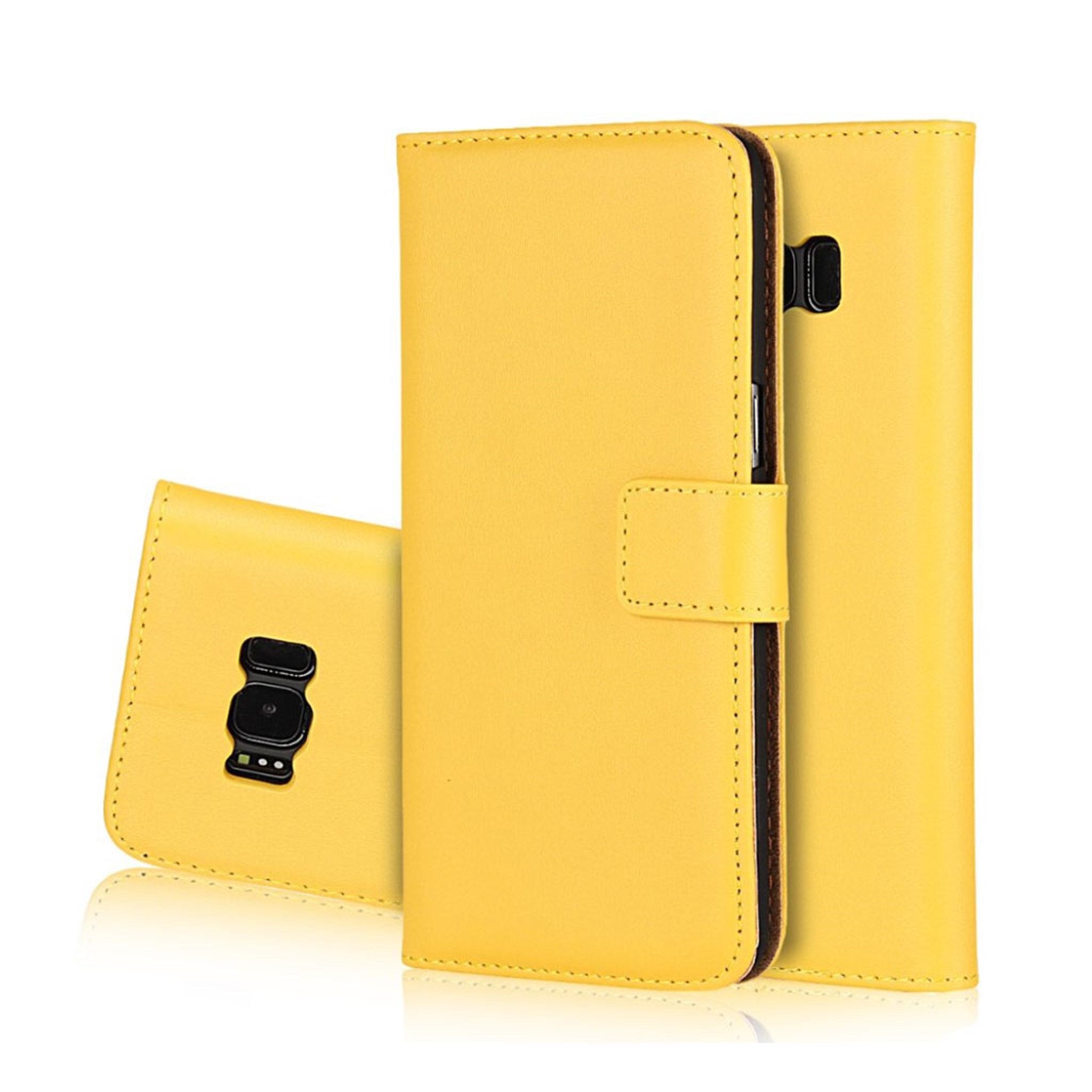 Samsung Galaxy S8 genuine split leather flip case - Yellow