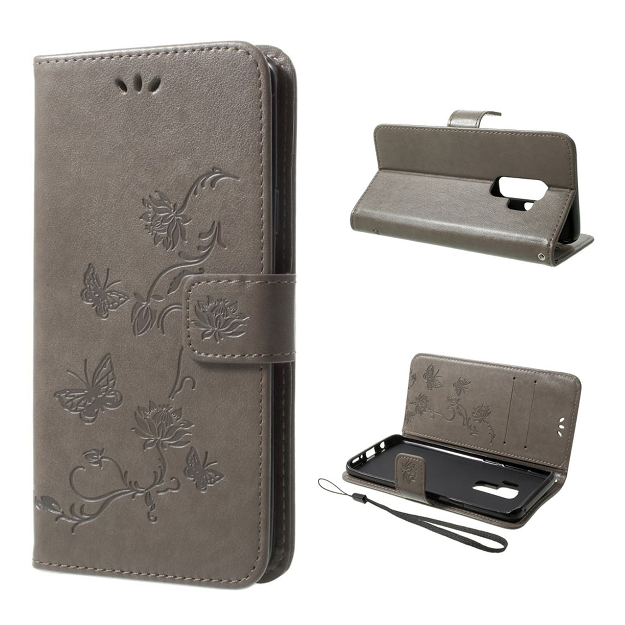 Samsung Galaxy S9 Plus imprint tree owl protective leather case - Grey